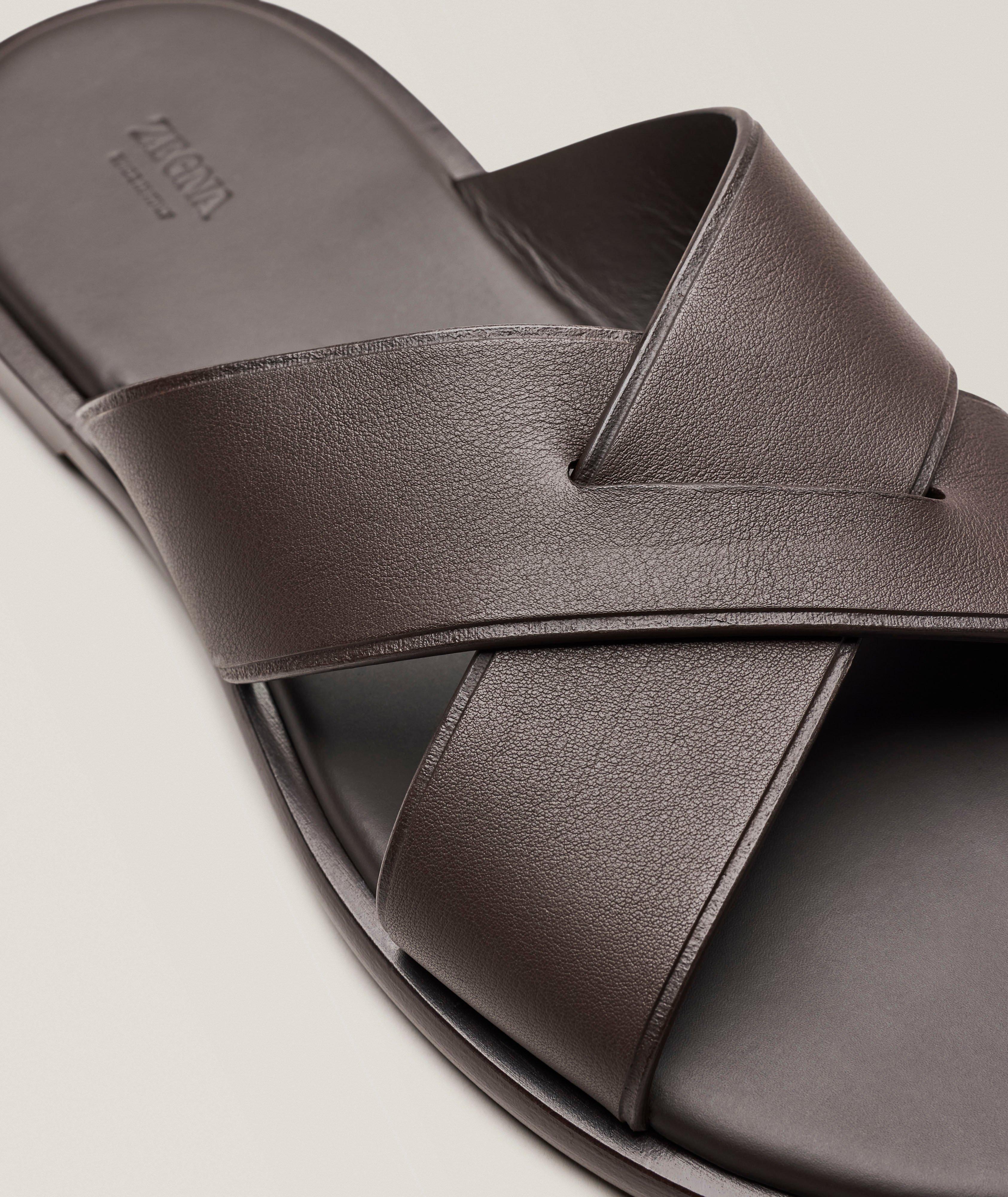 ZEGNA Crisscross Leather Sandals | Casual Shoes | Harry Rosen