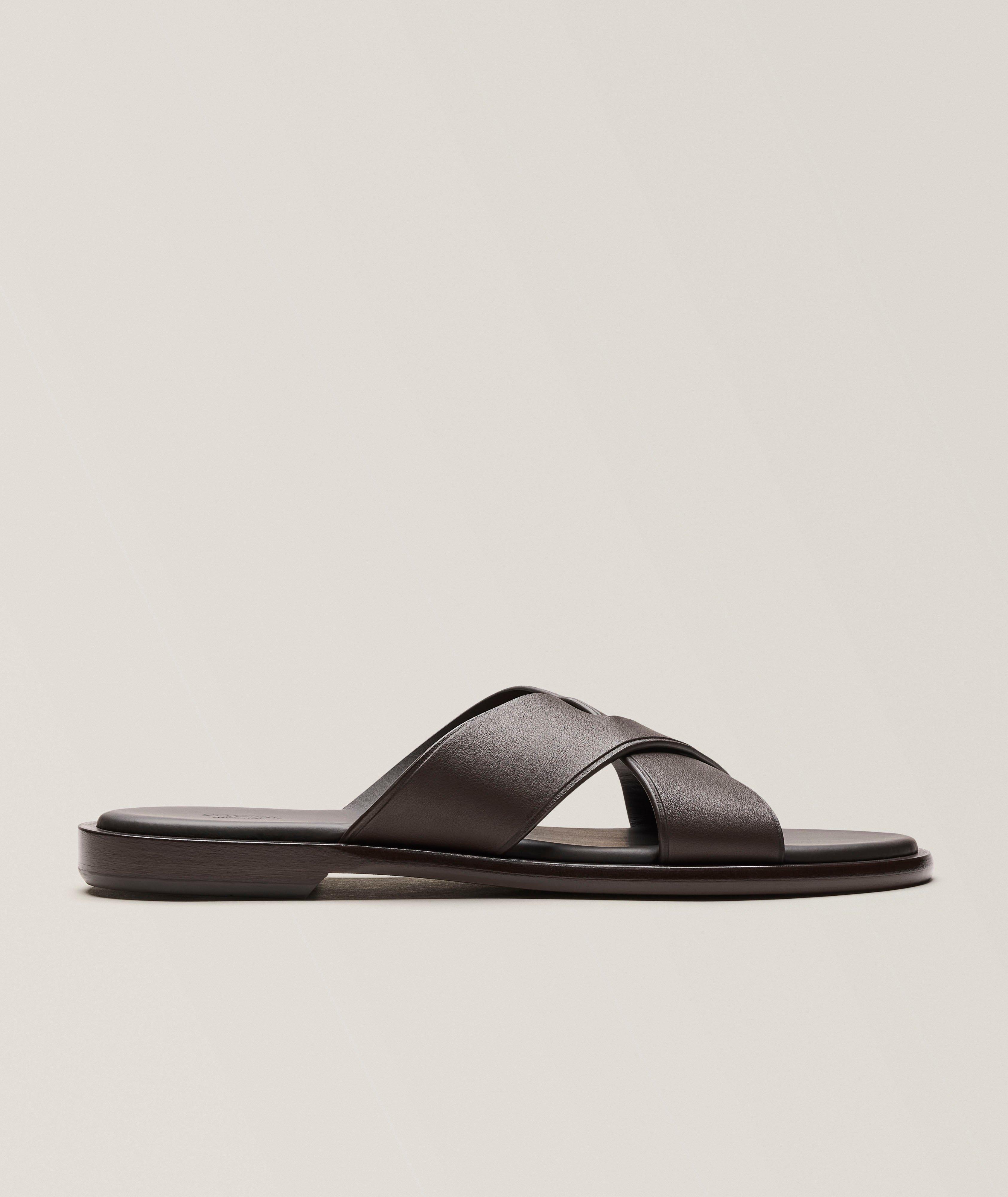ZEGNA Crisscross Leather Sandals