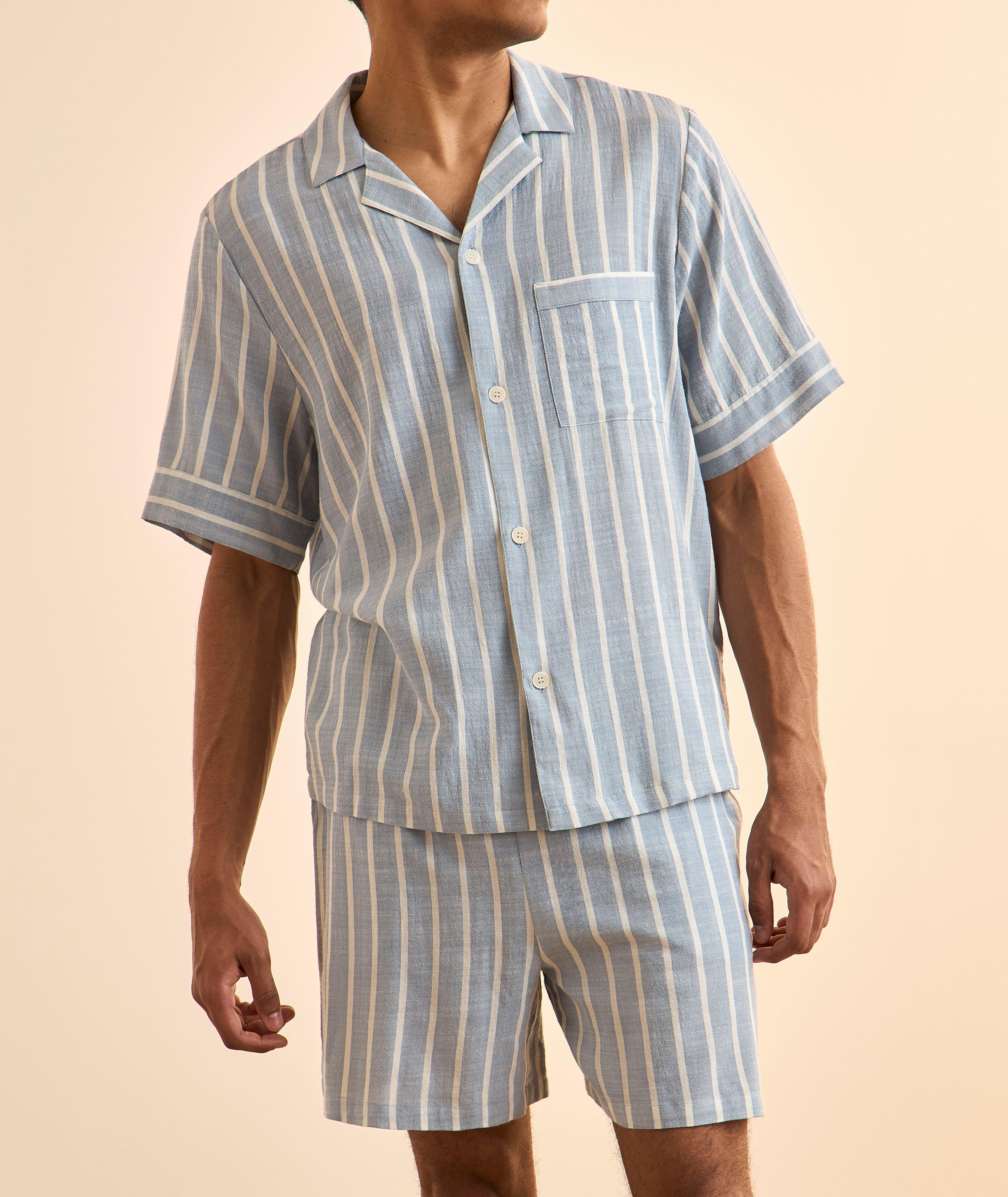 Striped Cotton-Blend Pajama Set image 1