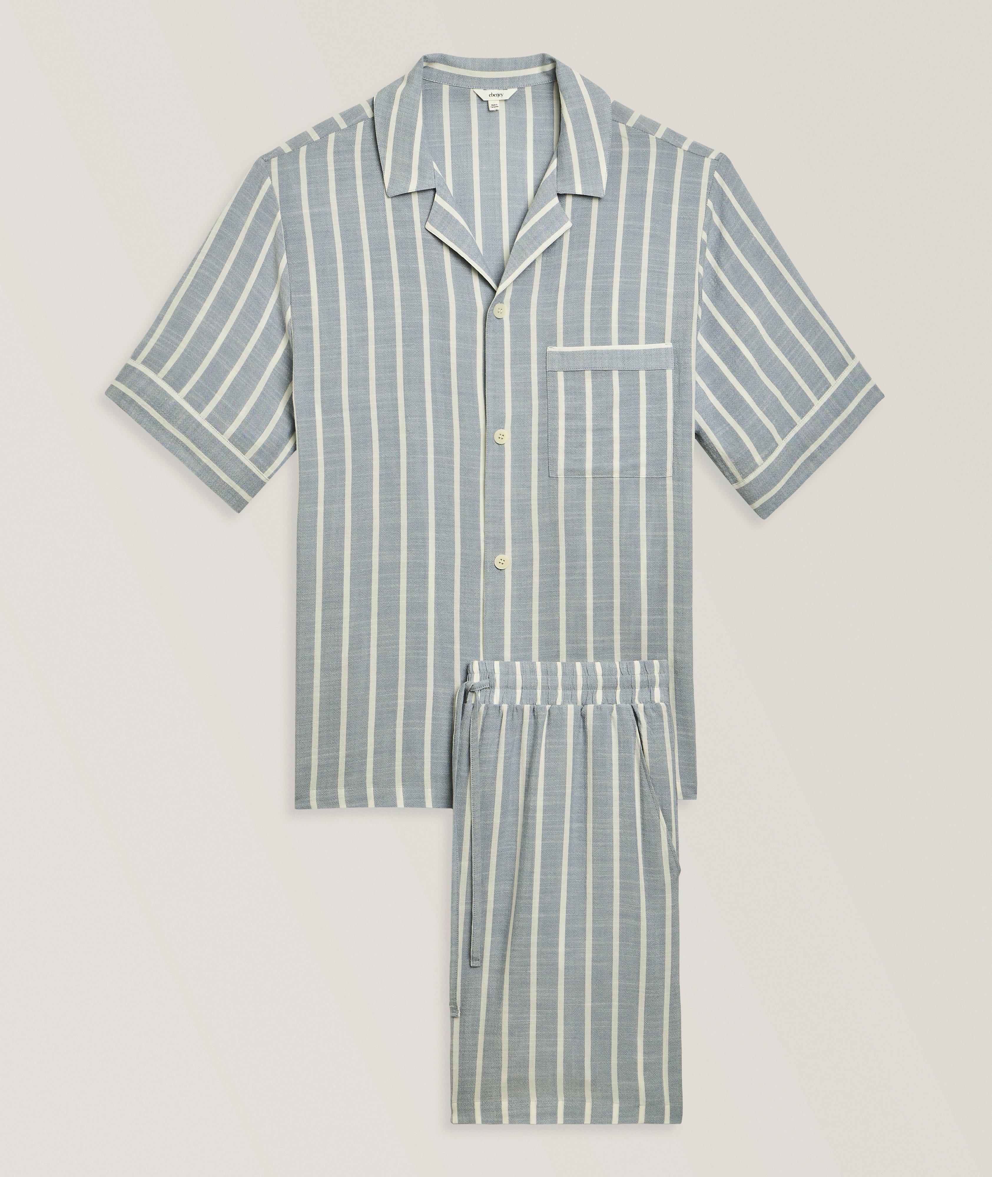 Striped Cotton-Blend Pajama Set image 0