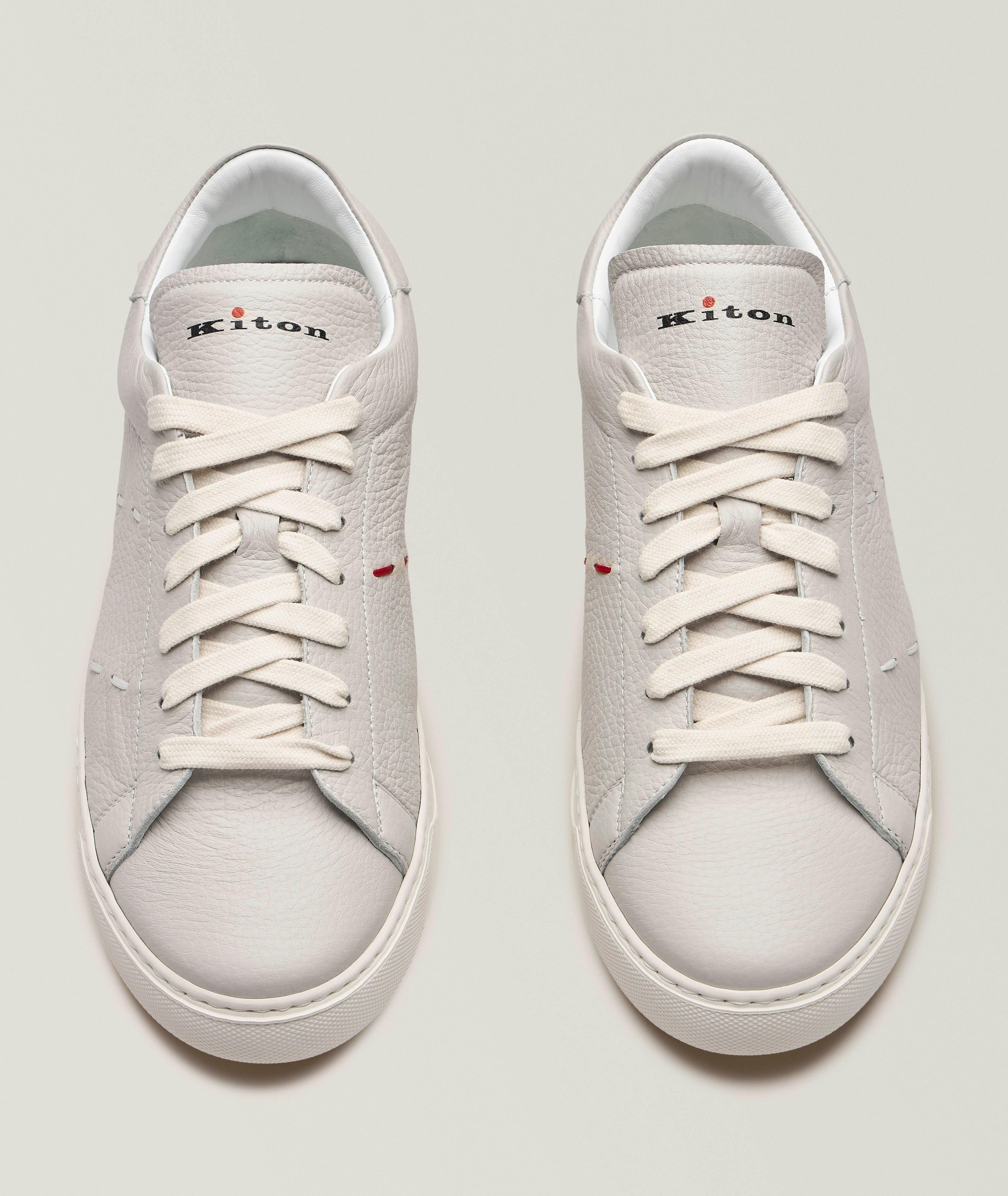 Deerskin Leather Pick Stitch Sneakers  image 1