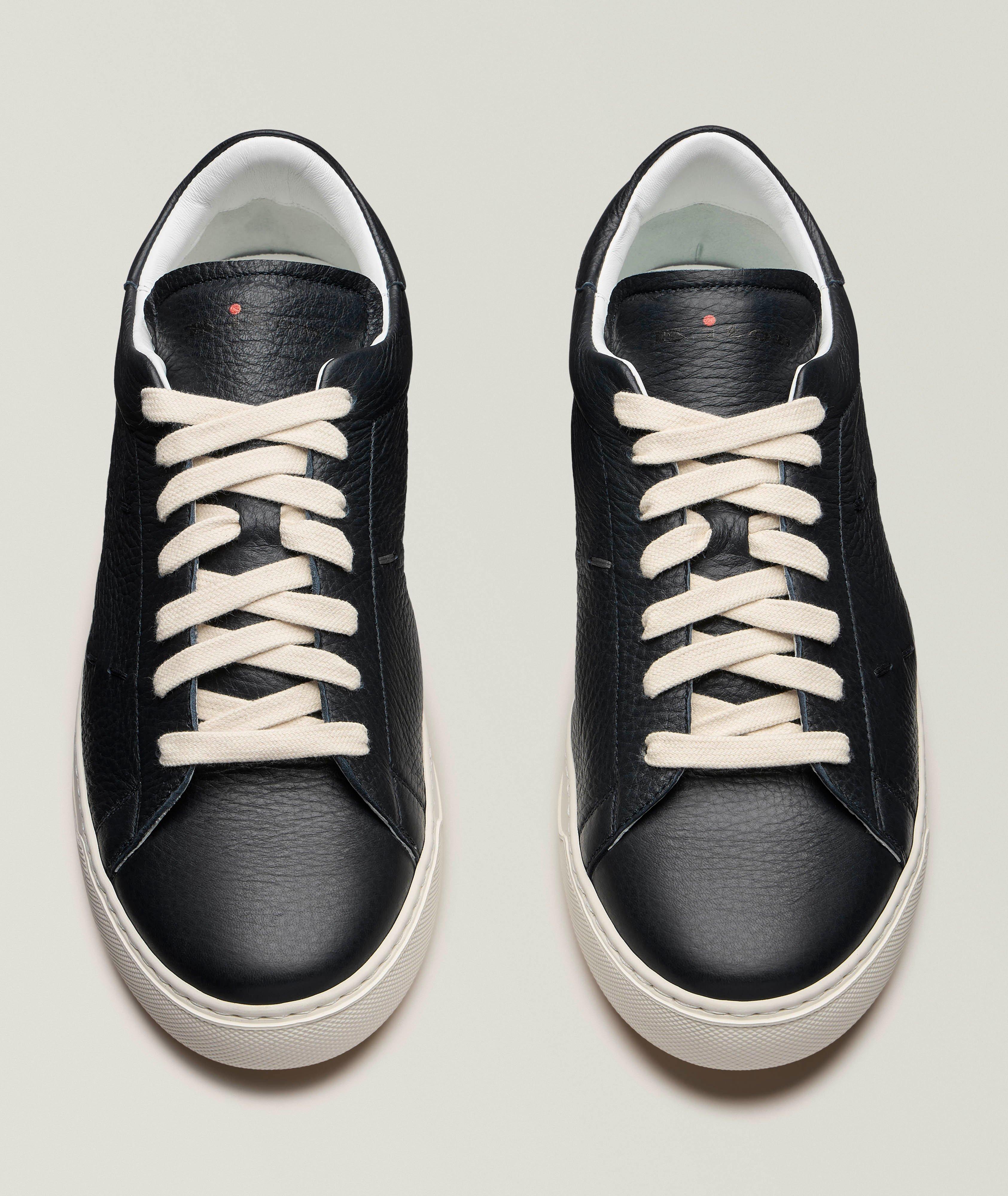 Deerskin Leather Pick Stitch Sneakers  image 1