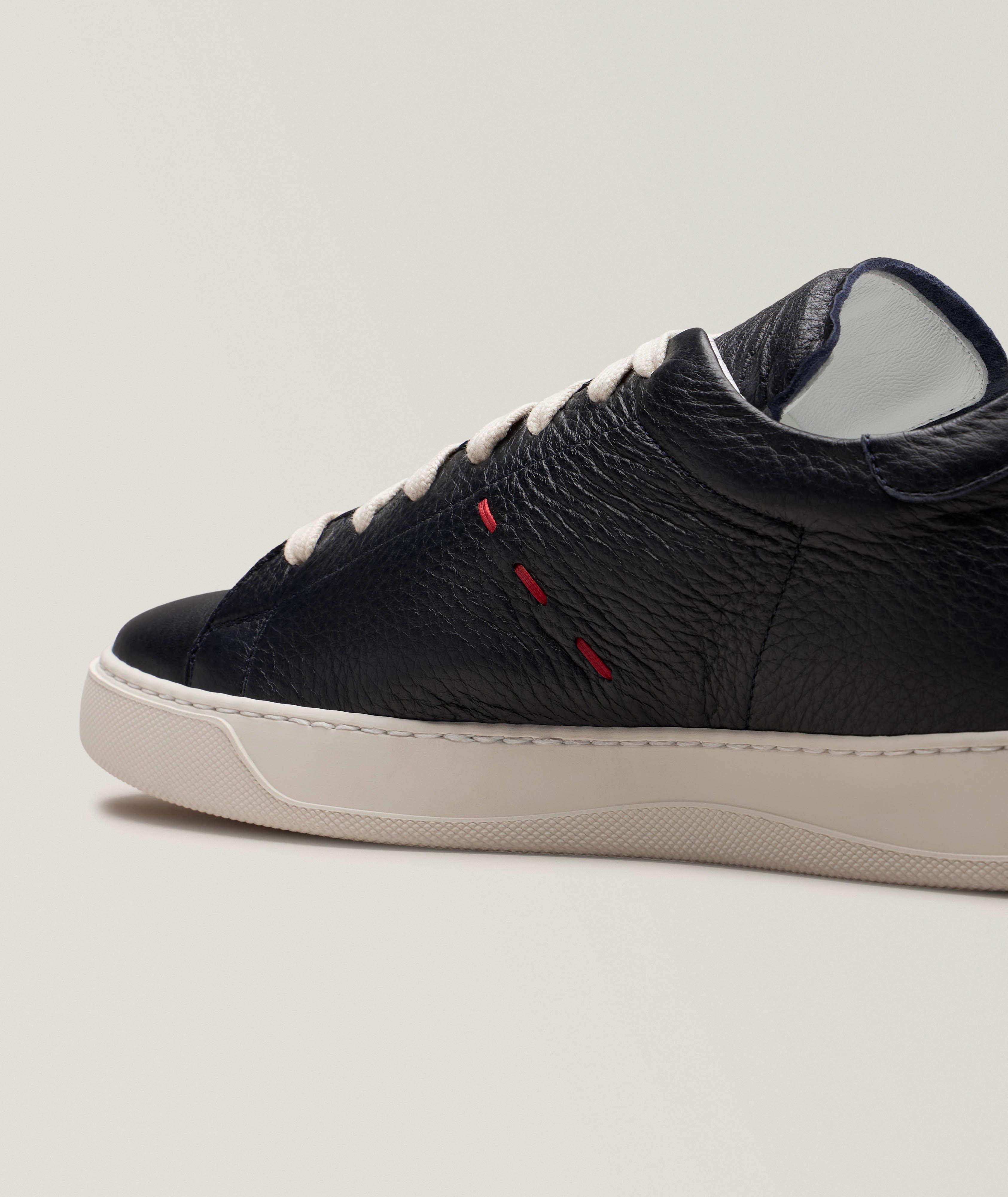 Deerskin Leather Pick Stitch Sneakers  image 2