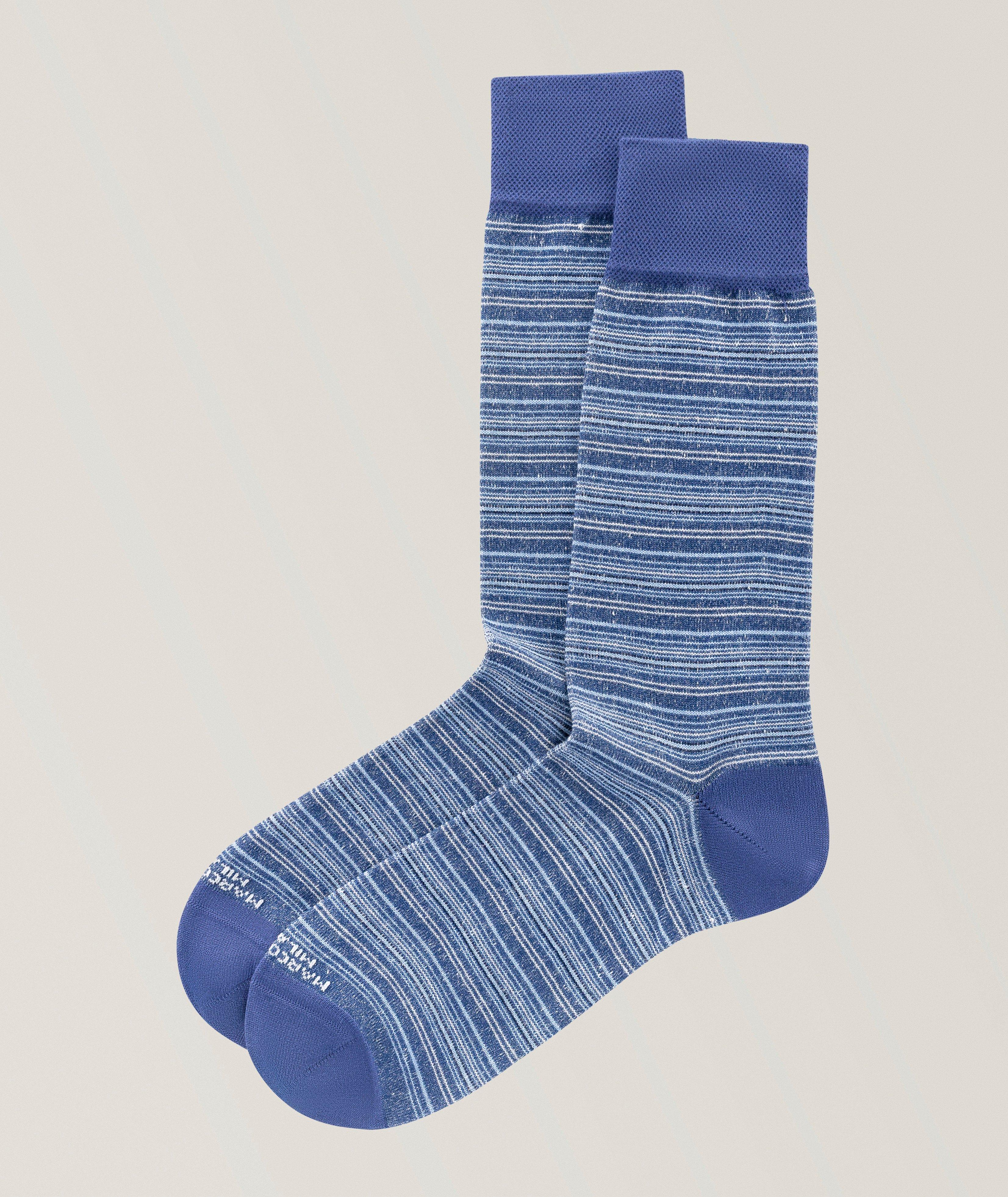 Marcoliani Striped Linen-Cotton Blend Socks