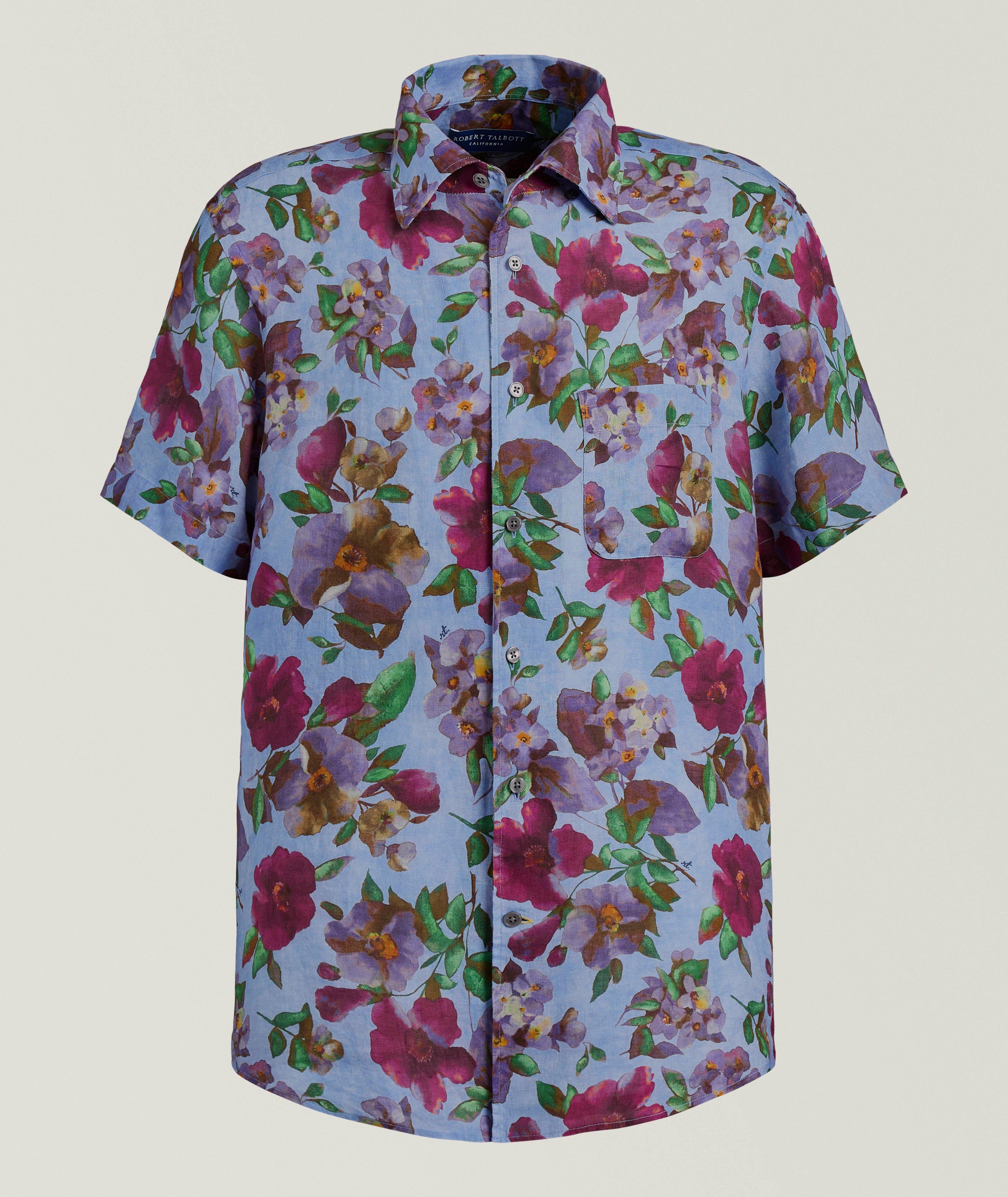 Robert Talbott Painterly Floral Linen Shirt