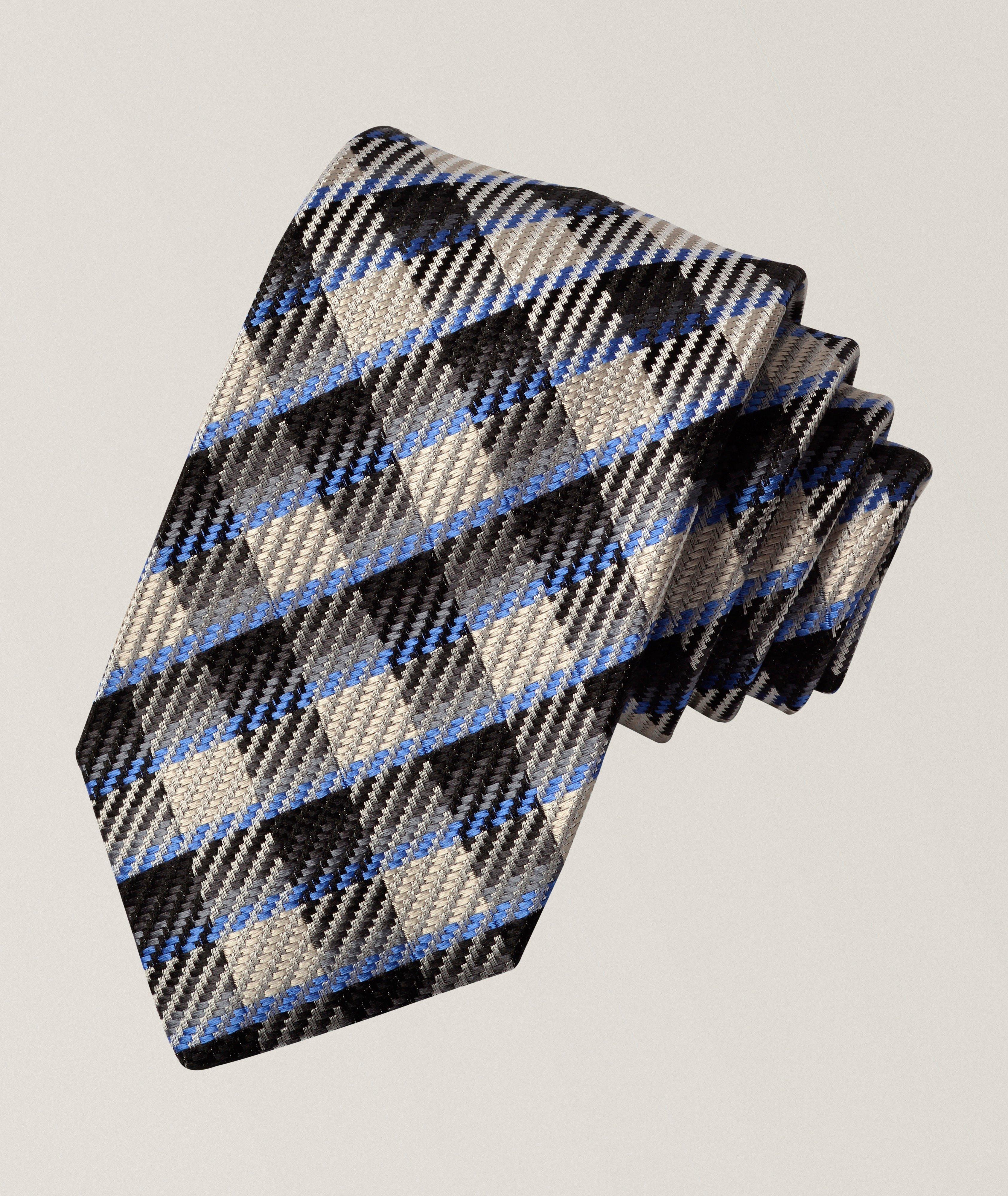 Herringbone Plaid Jacquard Silk Tie  image 0
