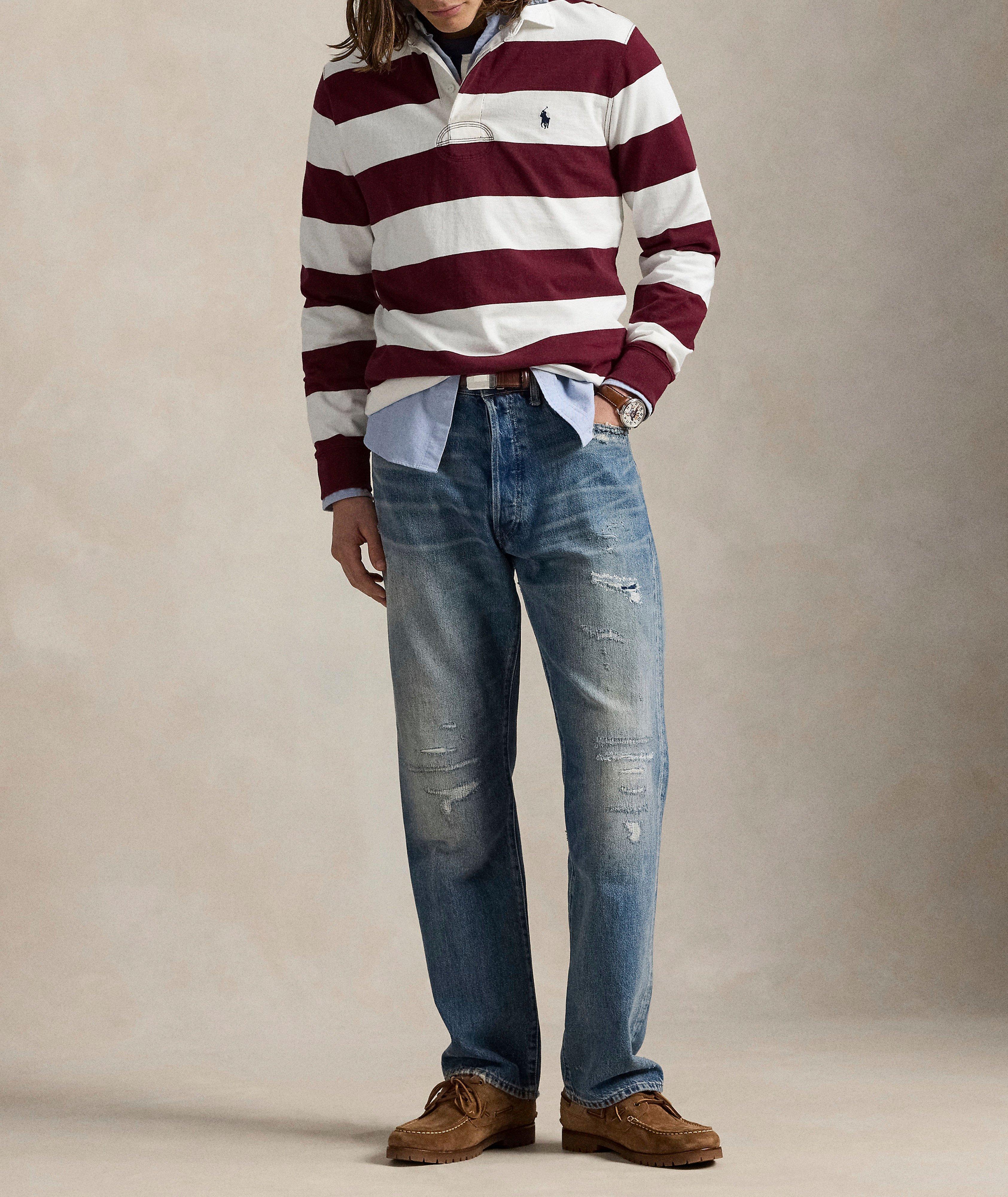 PRL LS BRGNDY STRPD RUGBY POLO image 3