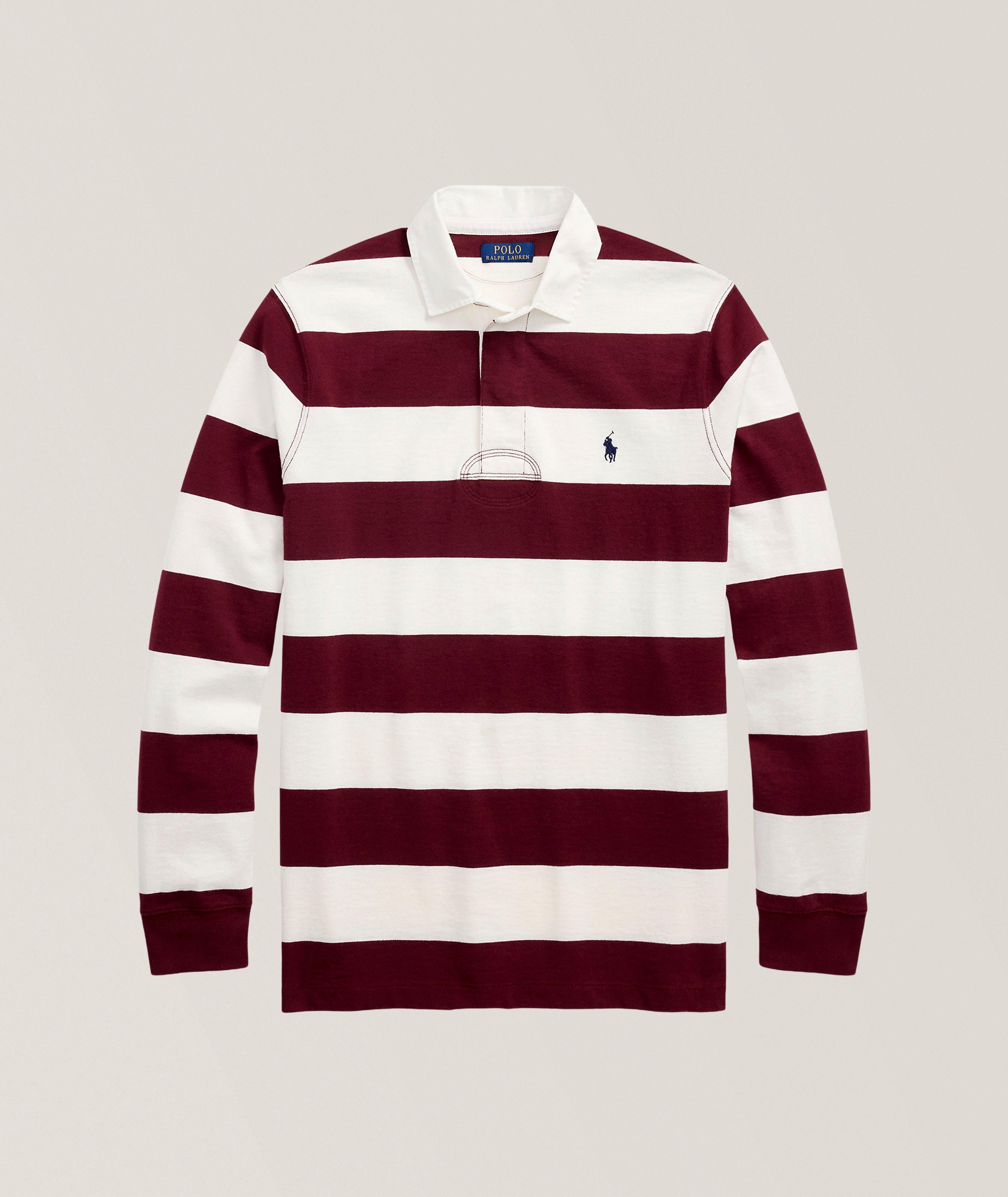 PRL LS BRGNDY STRPD RUGBY POLO image 0
