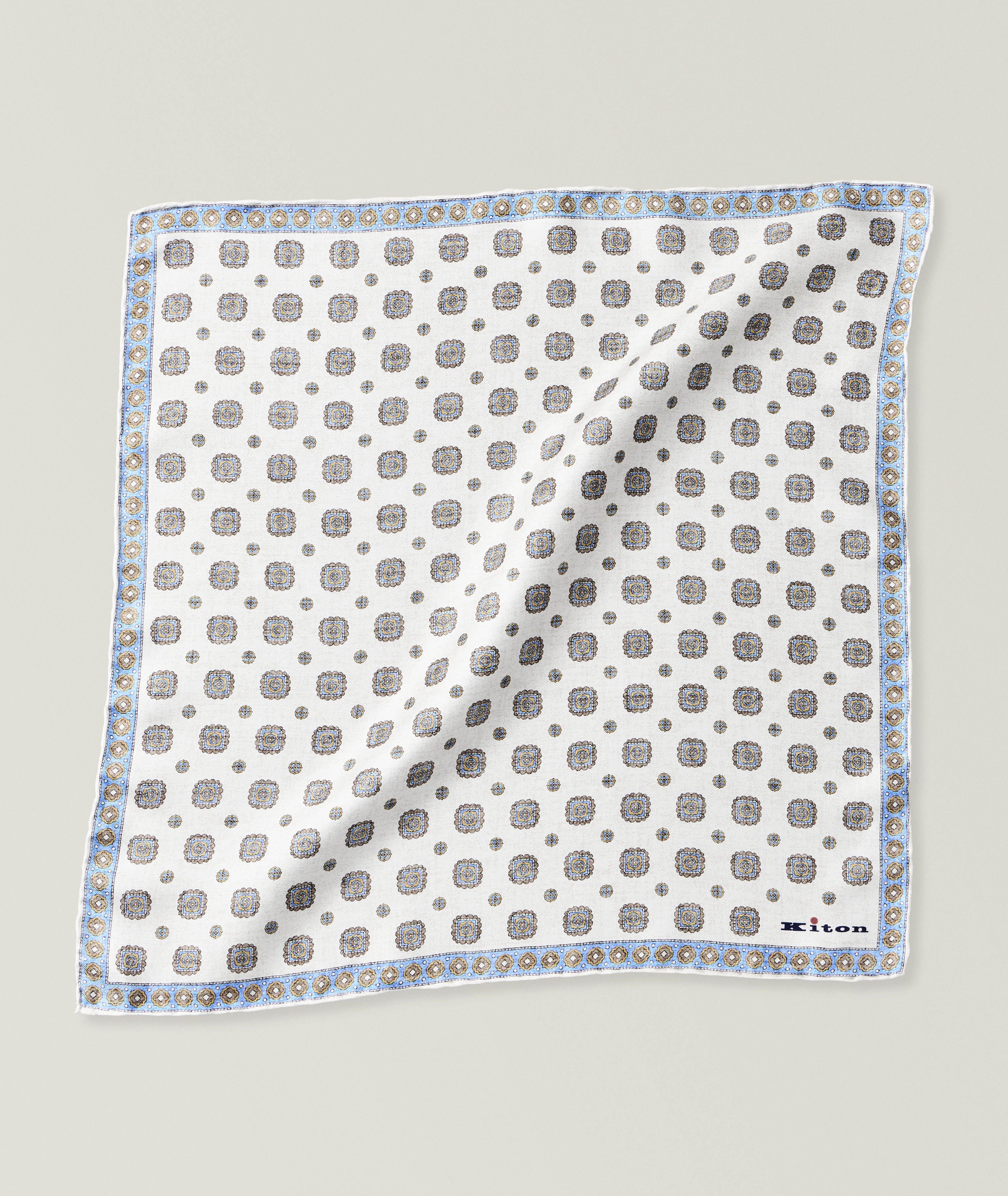 Mouchoir de poche soie imprimé médaillon image 0