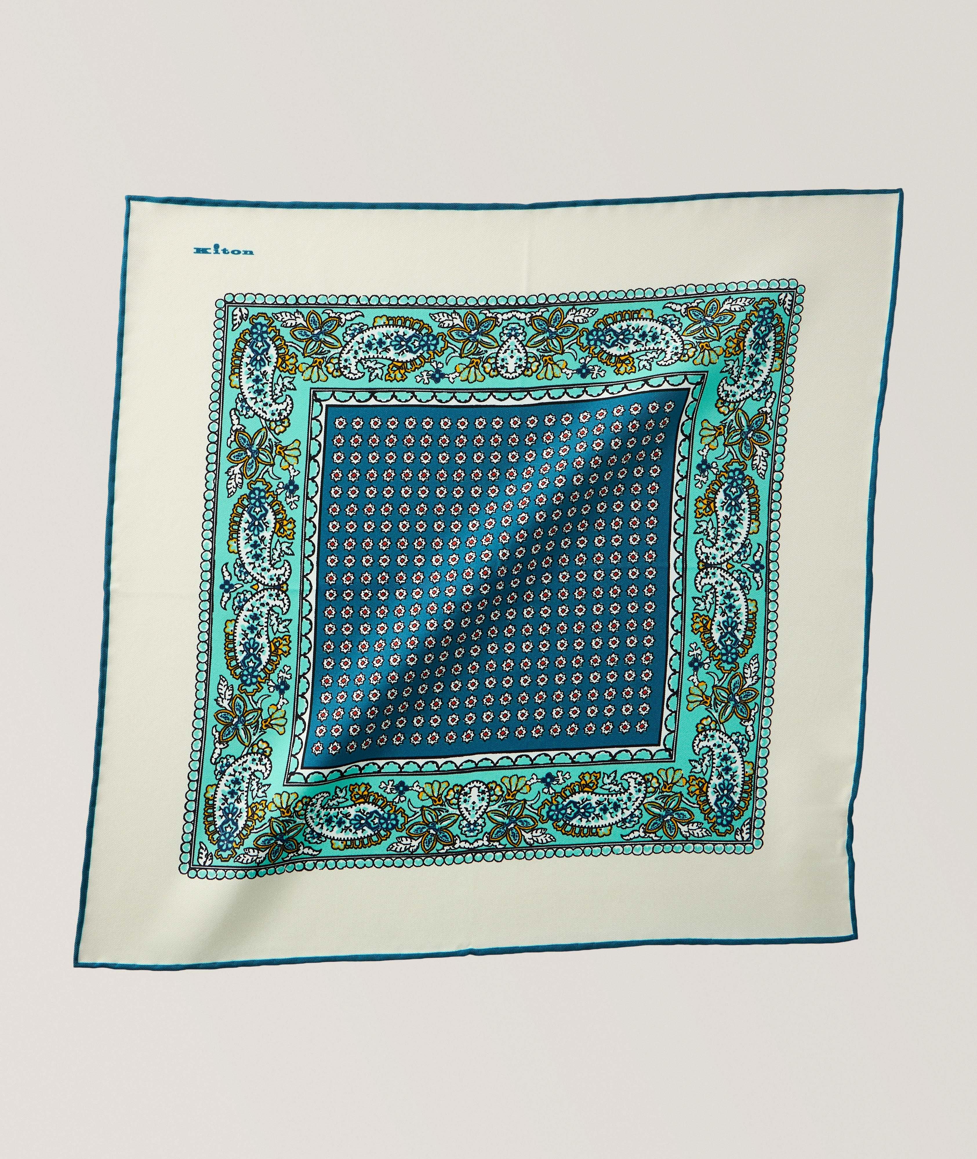 Paisley-Medallion Silk Pocket Square image 0