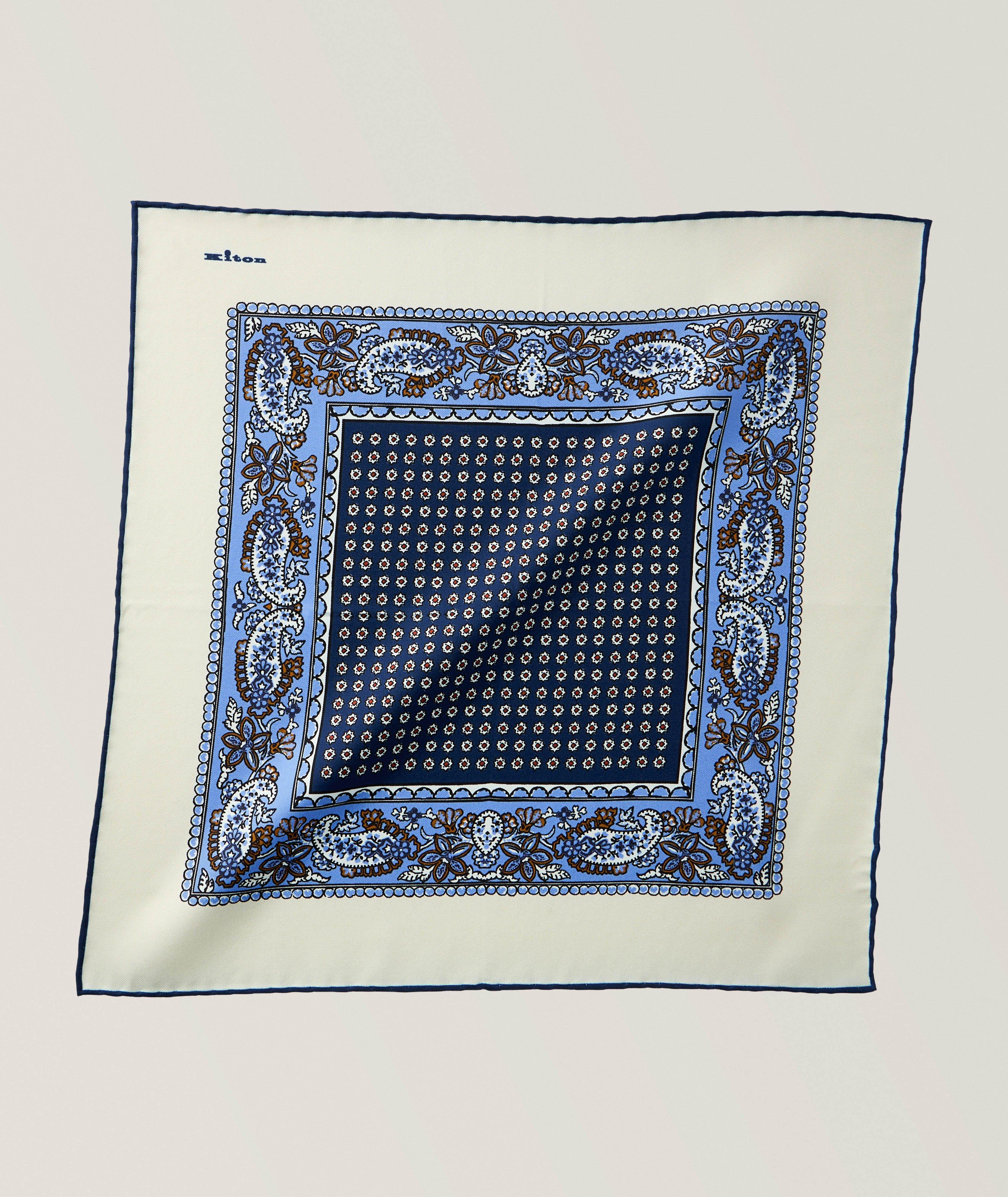 Mouchoir de poche soie paisley 
médaillons image 0