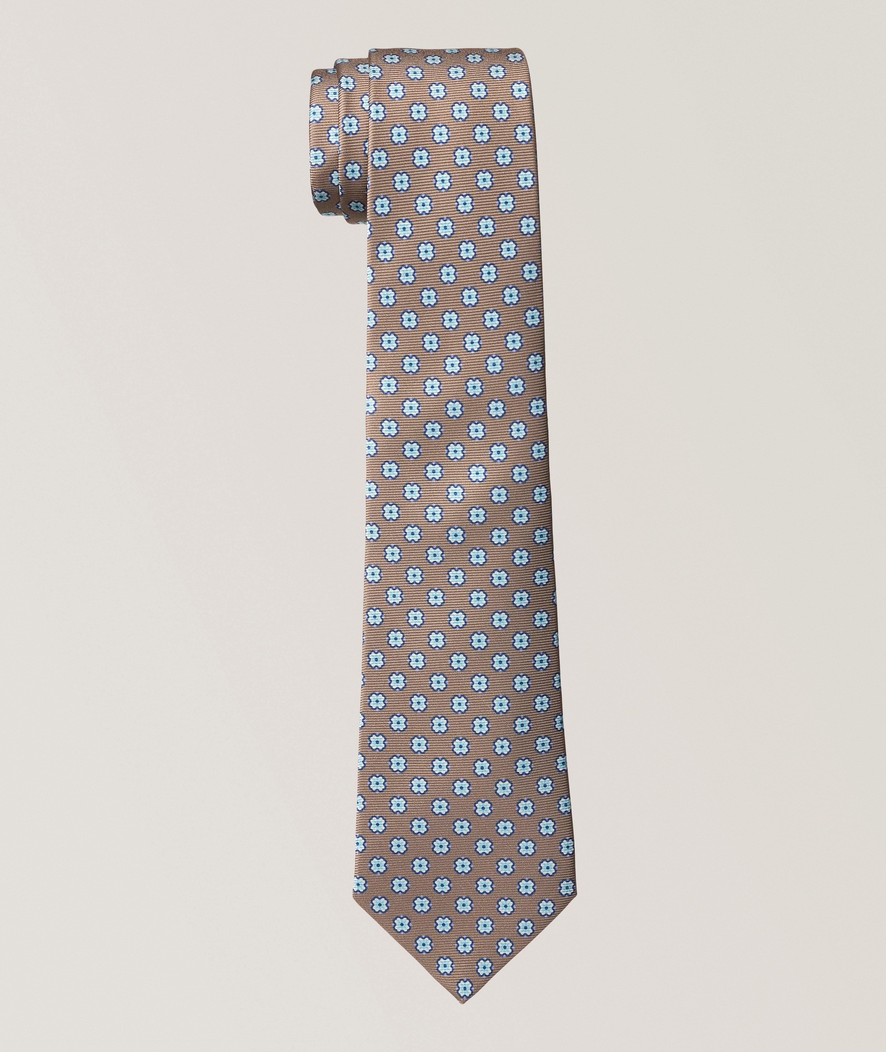 Kiton Floral Medallion Silk Tie 