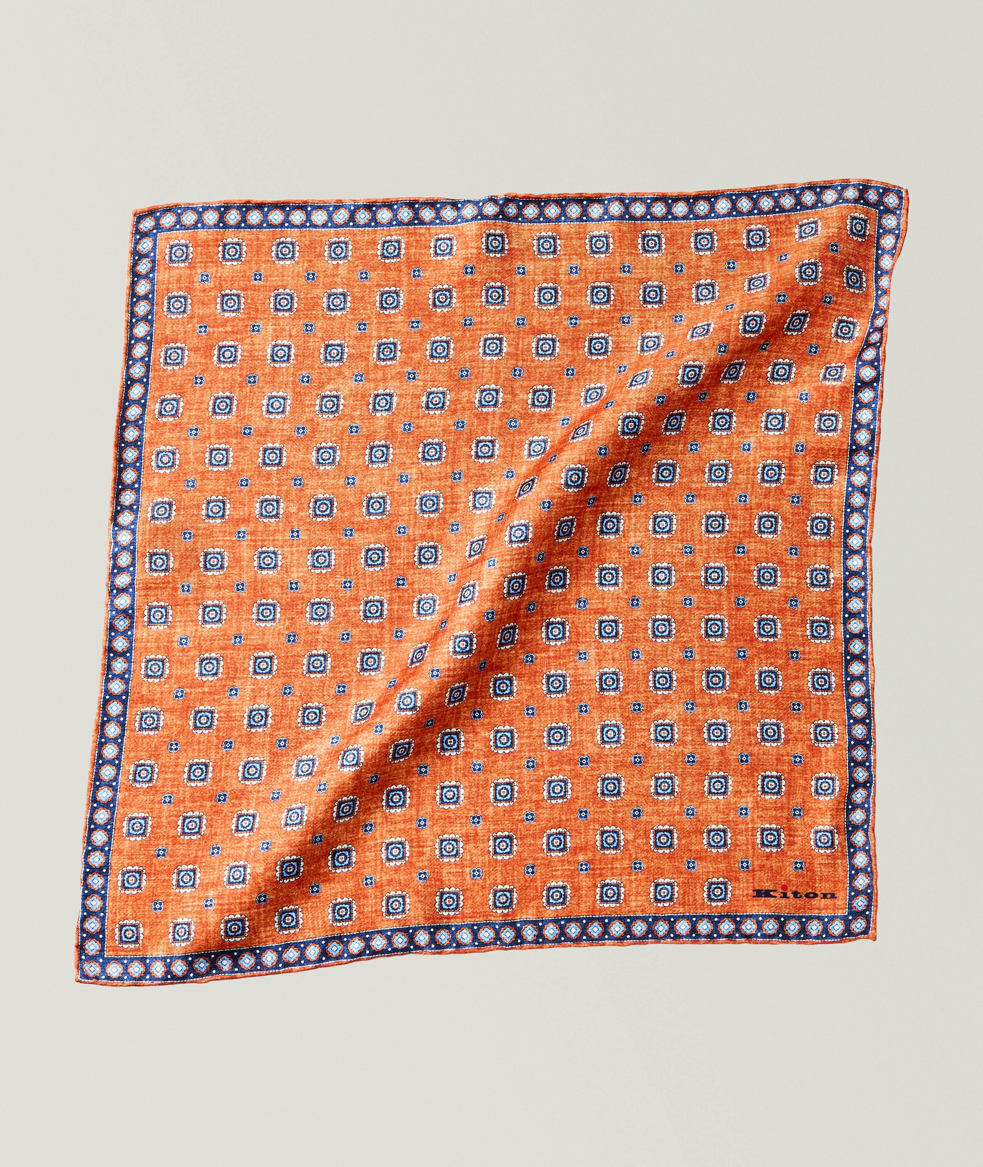 Silk Medallion-Print Pocket Square  image 0