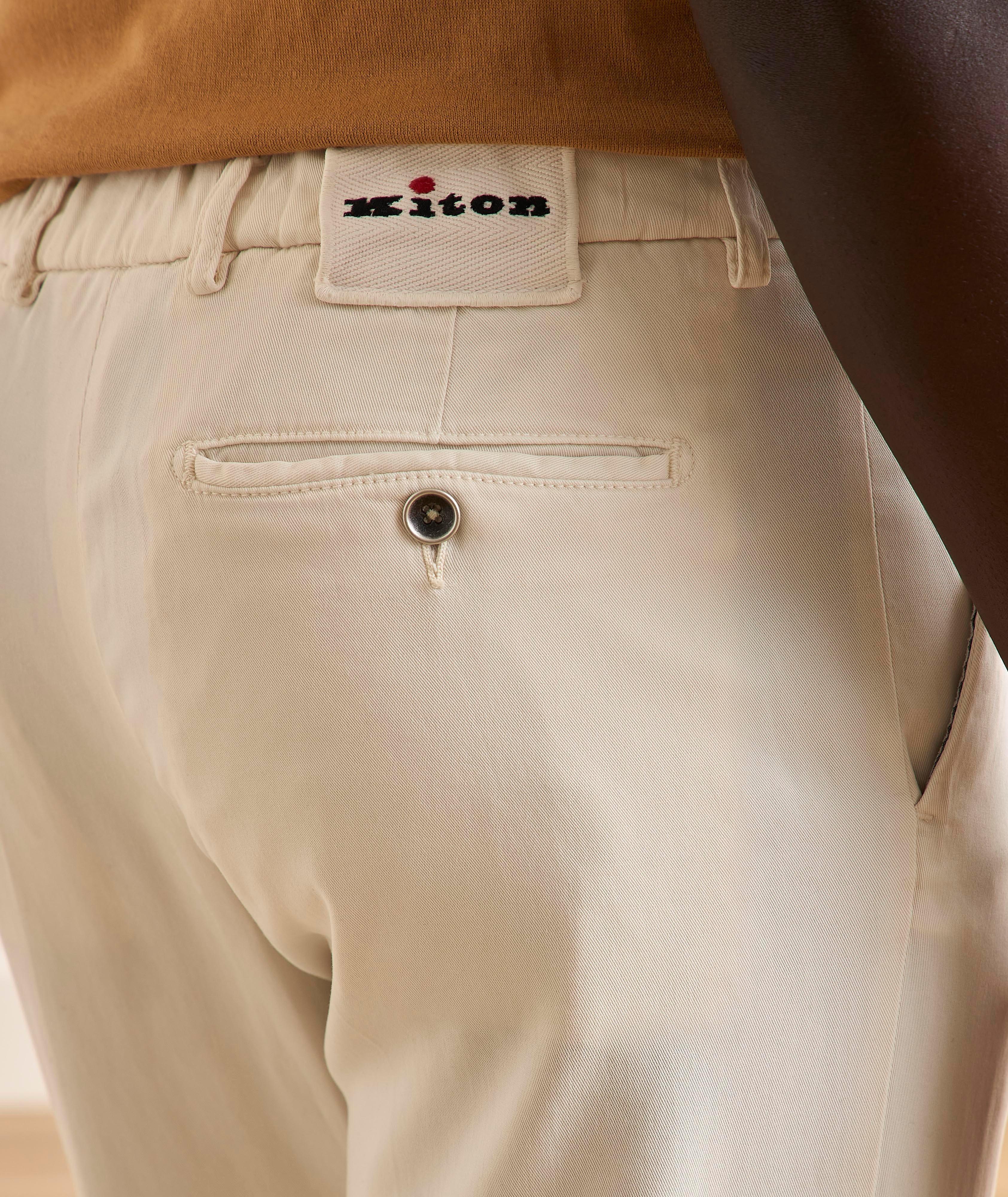 KITON CREAM TRSR W/ELASTIC BACK WASITBAND image 3