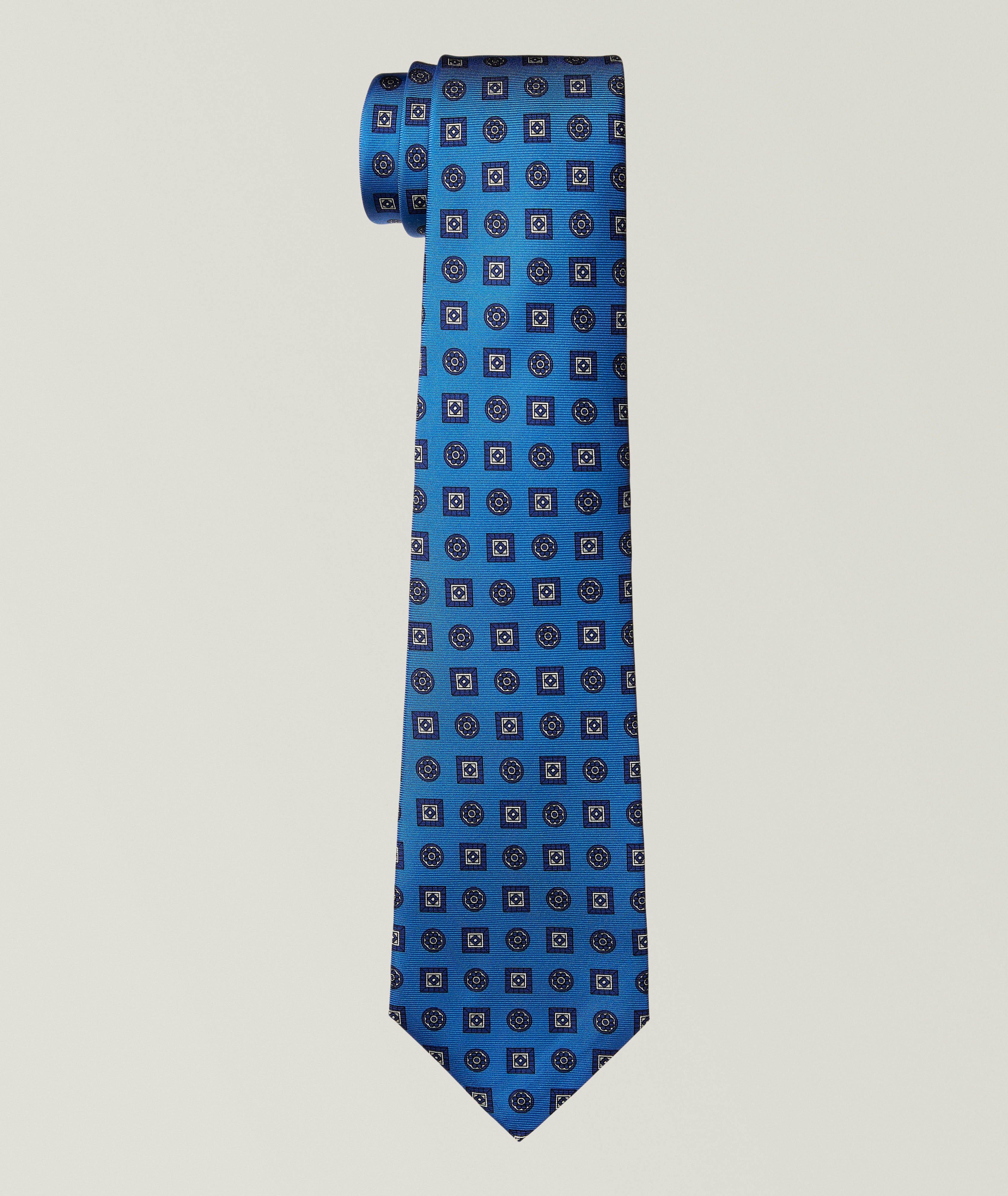 Kiton Geometric-Print Silk Tie 