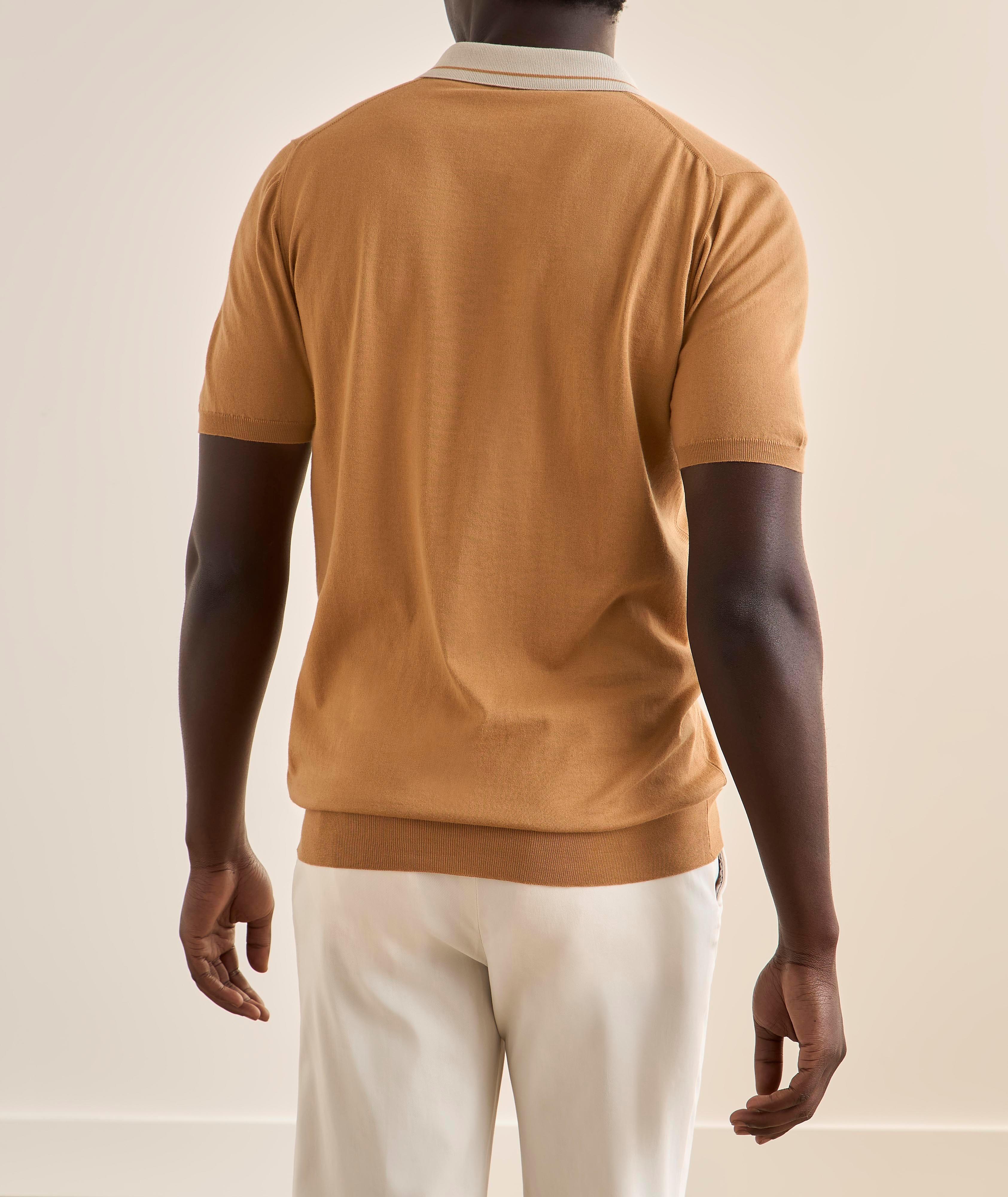 Striped-Trim Cotton Knit Polo image 2