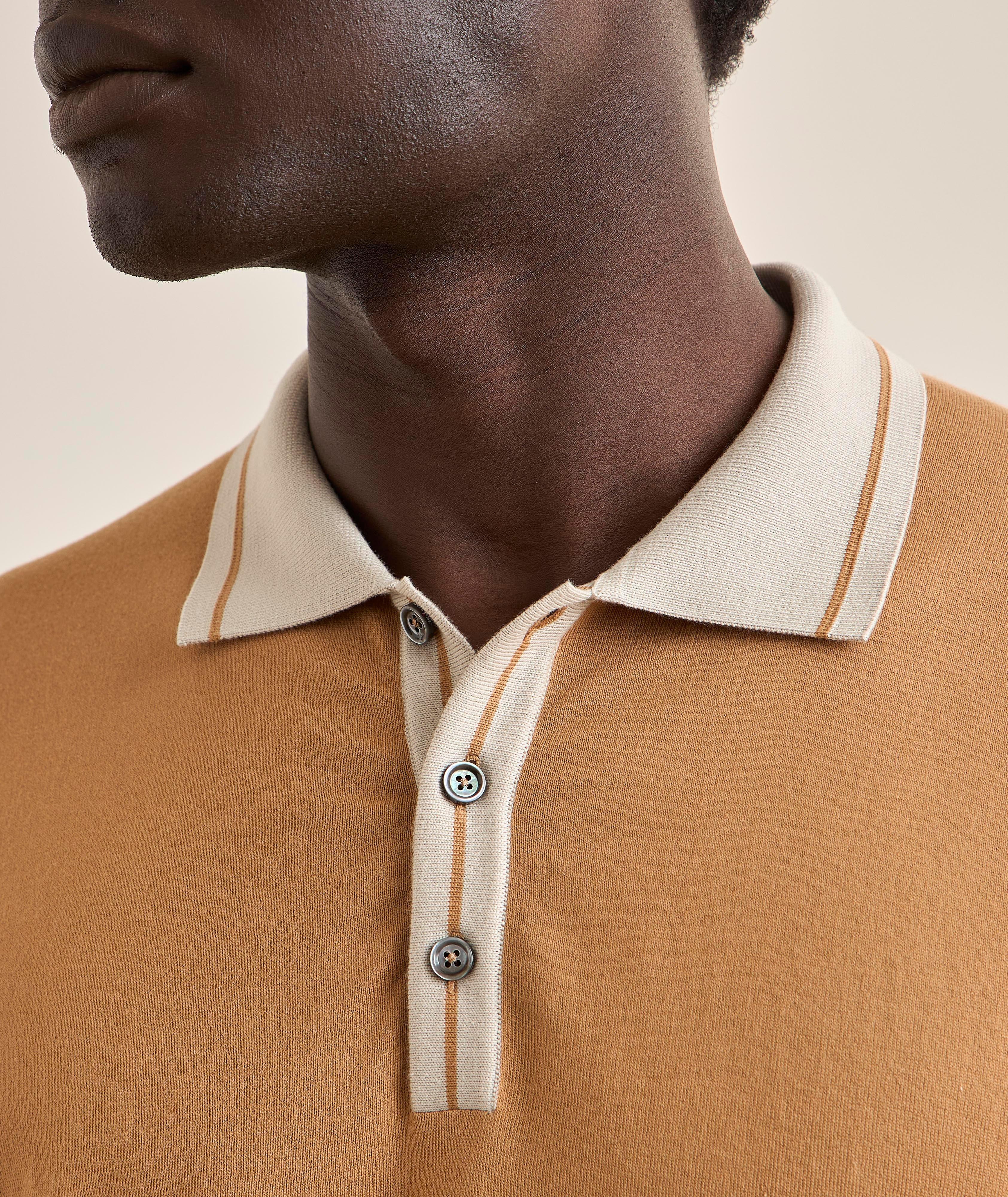 Striped-Trim Cotton Knit Polo image 3