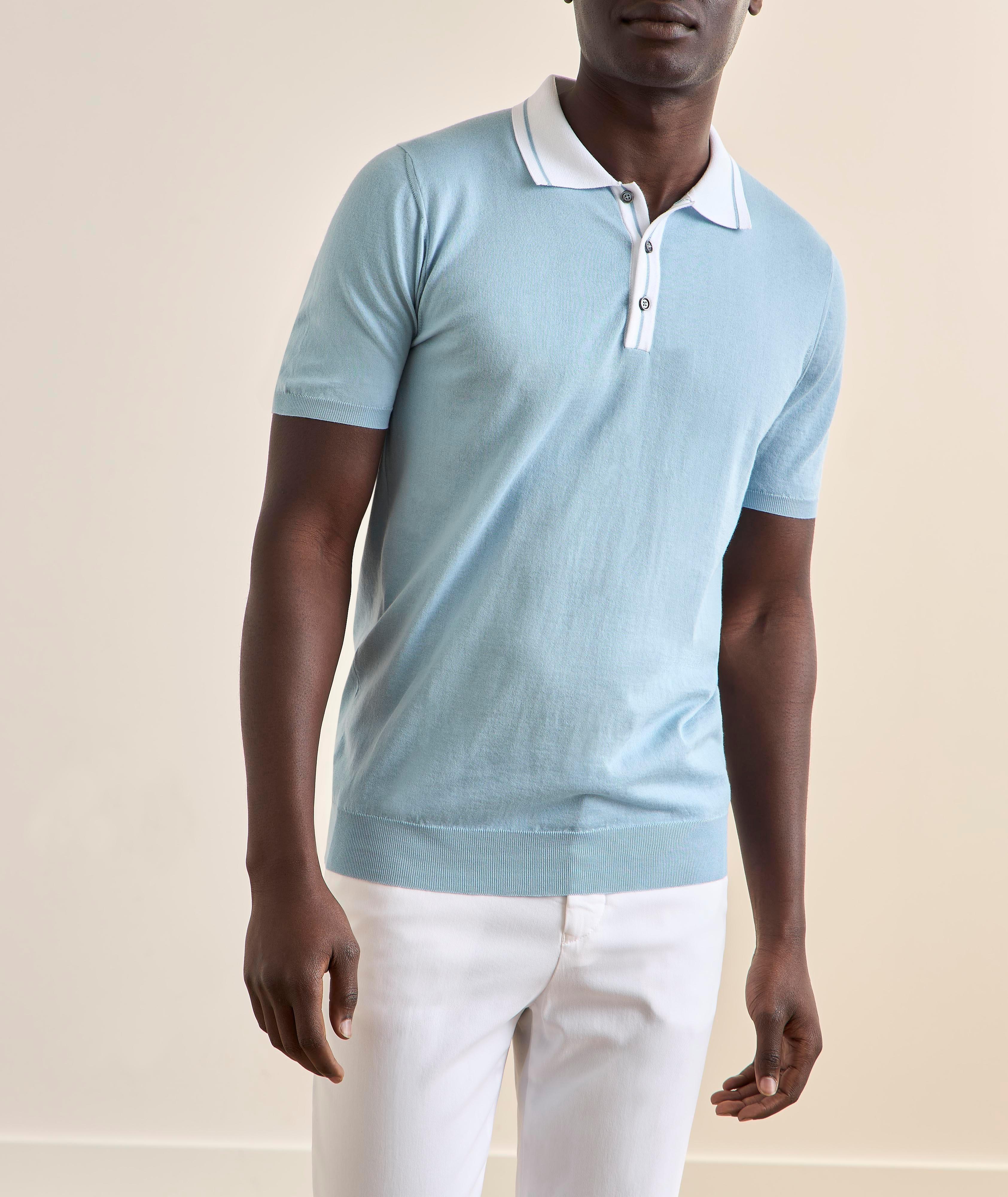 Polo coton tricot bordure rayée image 1