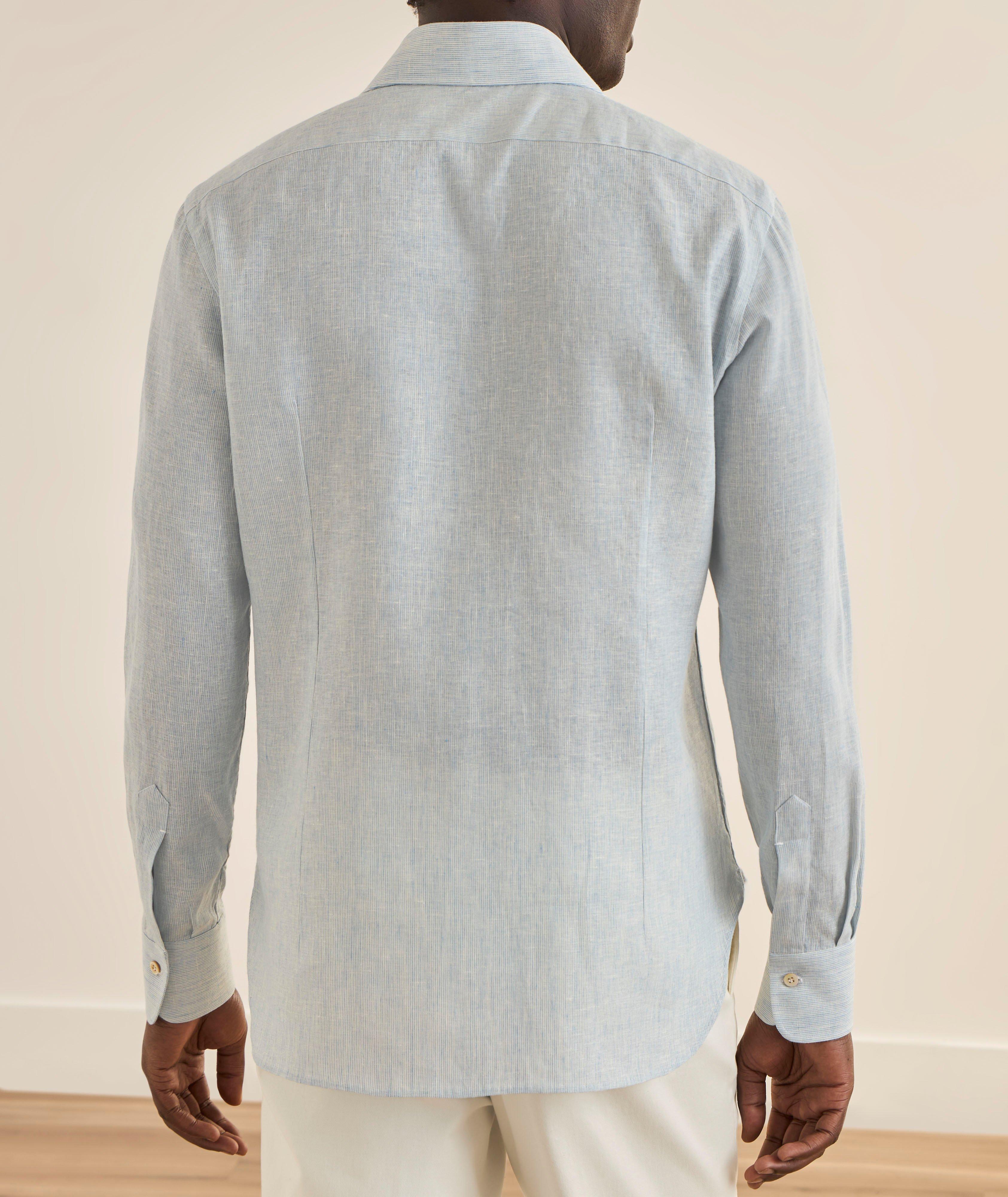 Chemise lin mélangé à fines rayures image 2