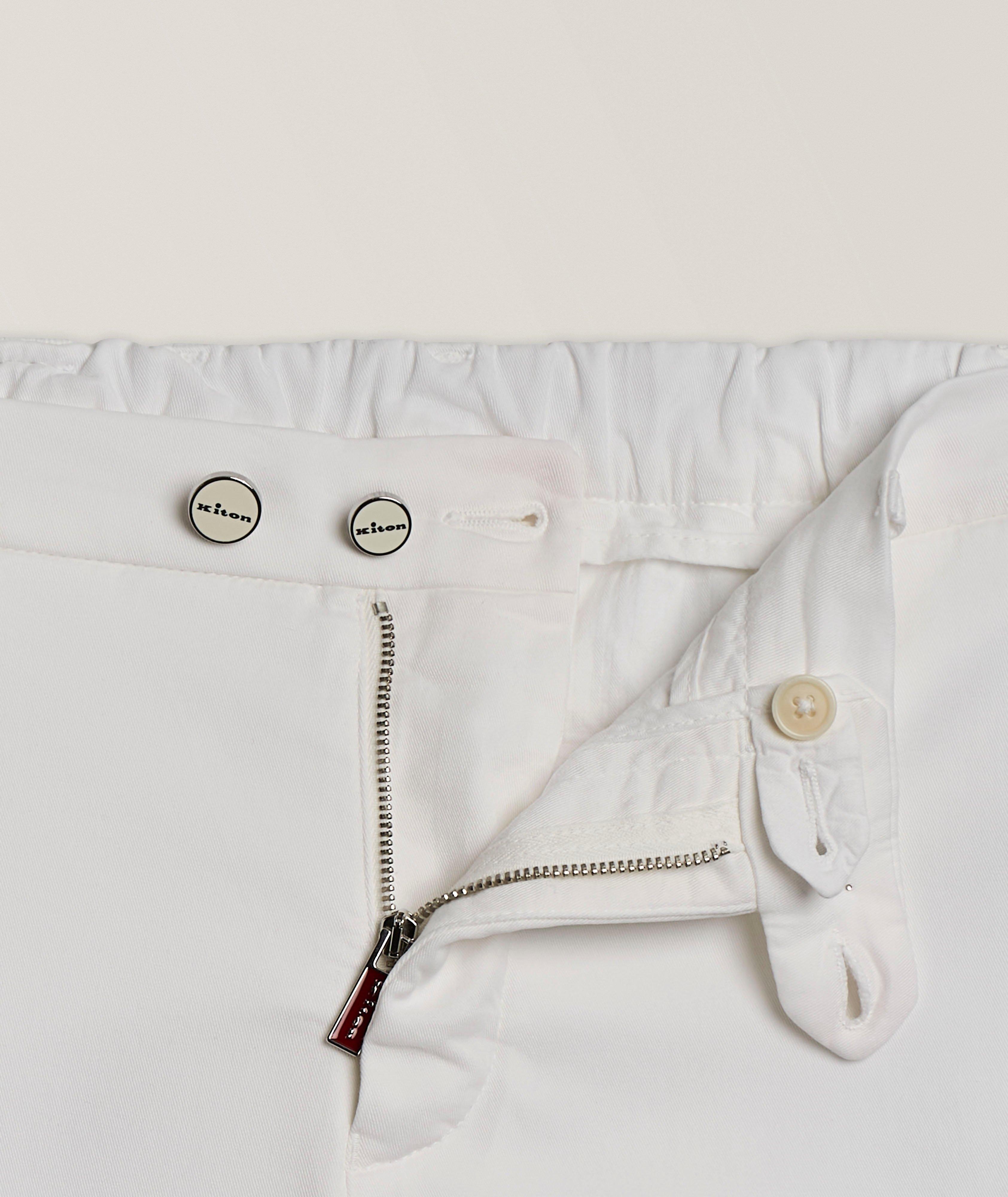 KITON OFF WHT TRSR W/ ELASTIC BACK WASITBAND image 5