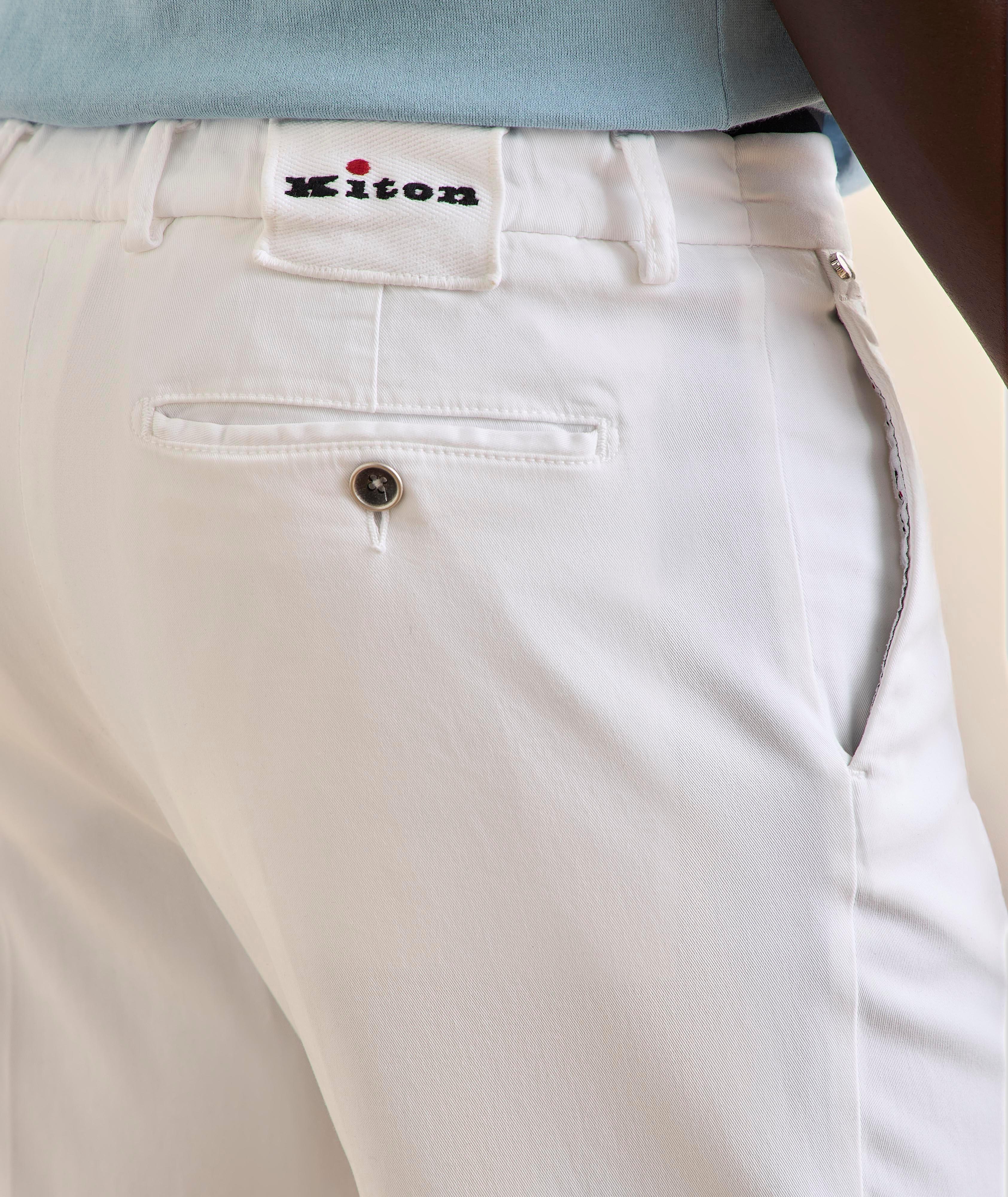 KITON OFF WHT TRSR W/ ELASTIC BACK WASITBAND image 4