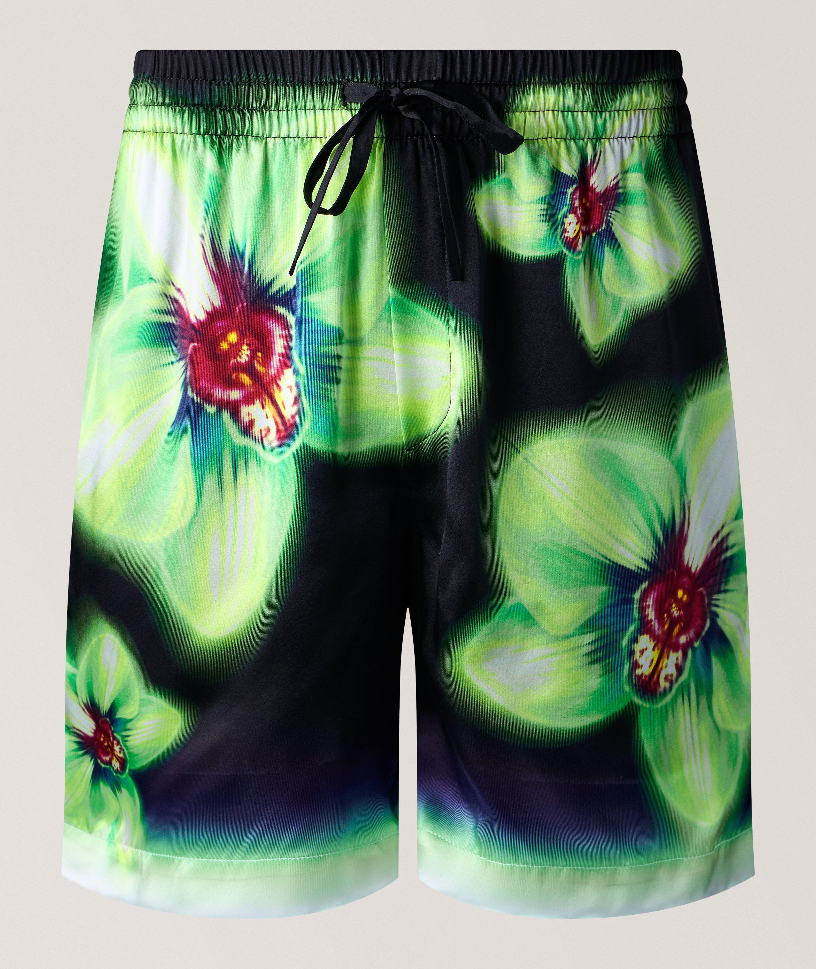 Casablanca Orchid Glitch Silk Shorts | Shorts | Harry Rosen