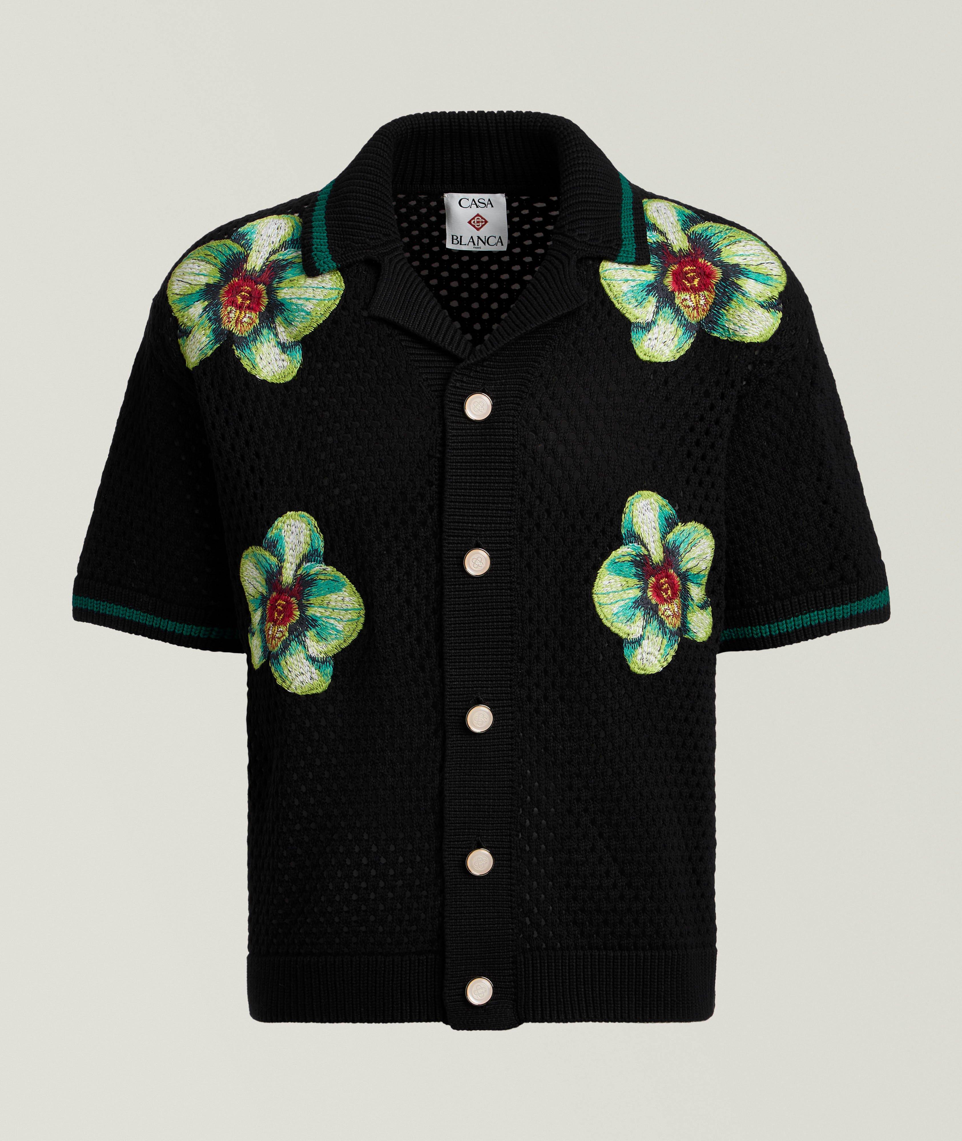 Glitch Orchid Embroidered Crochet Shirt image 0