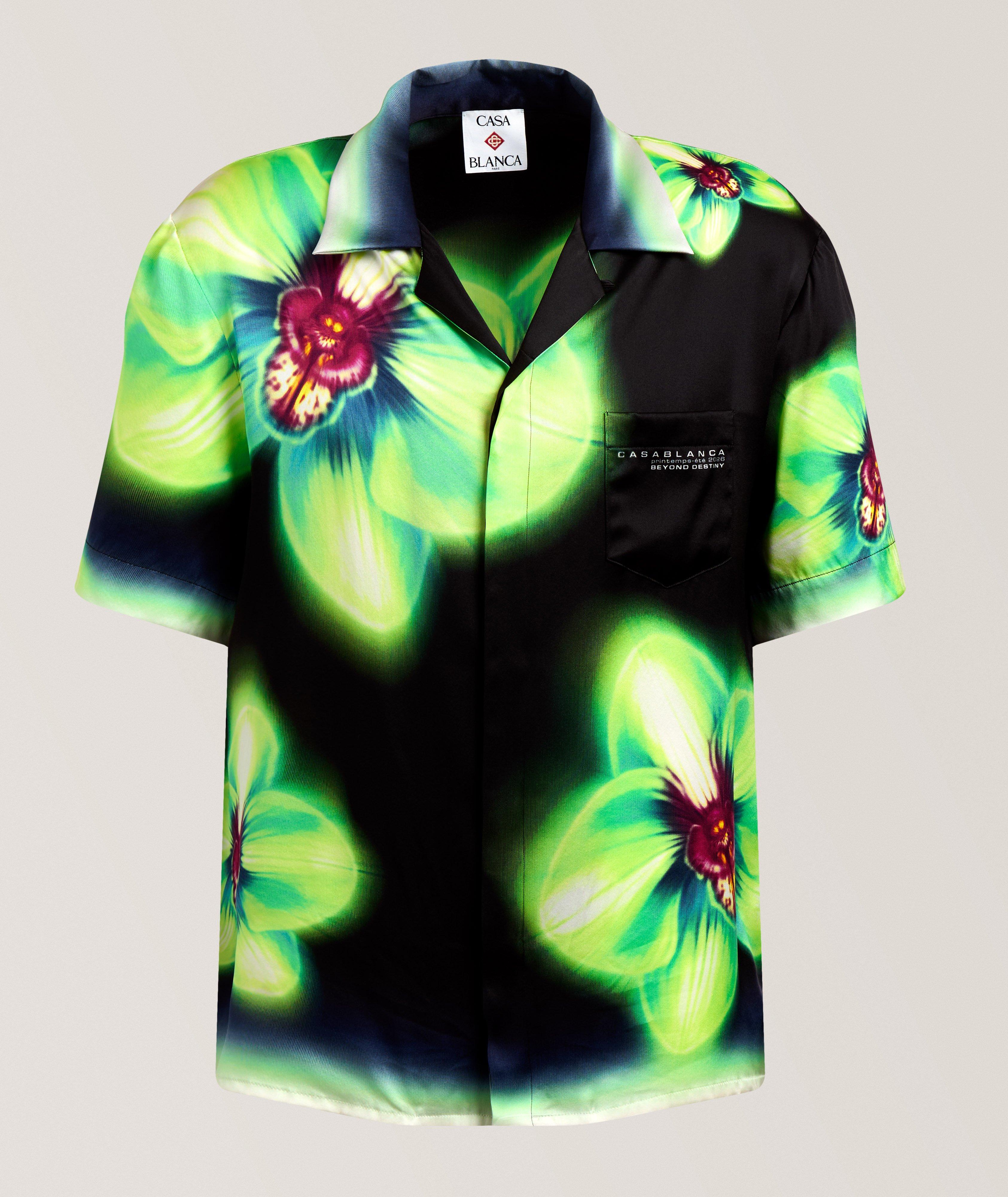 Orchid Glitch Silk Camp Shirt  image 0
