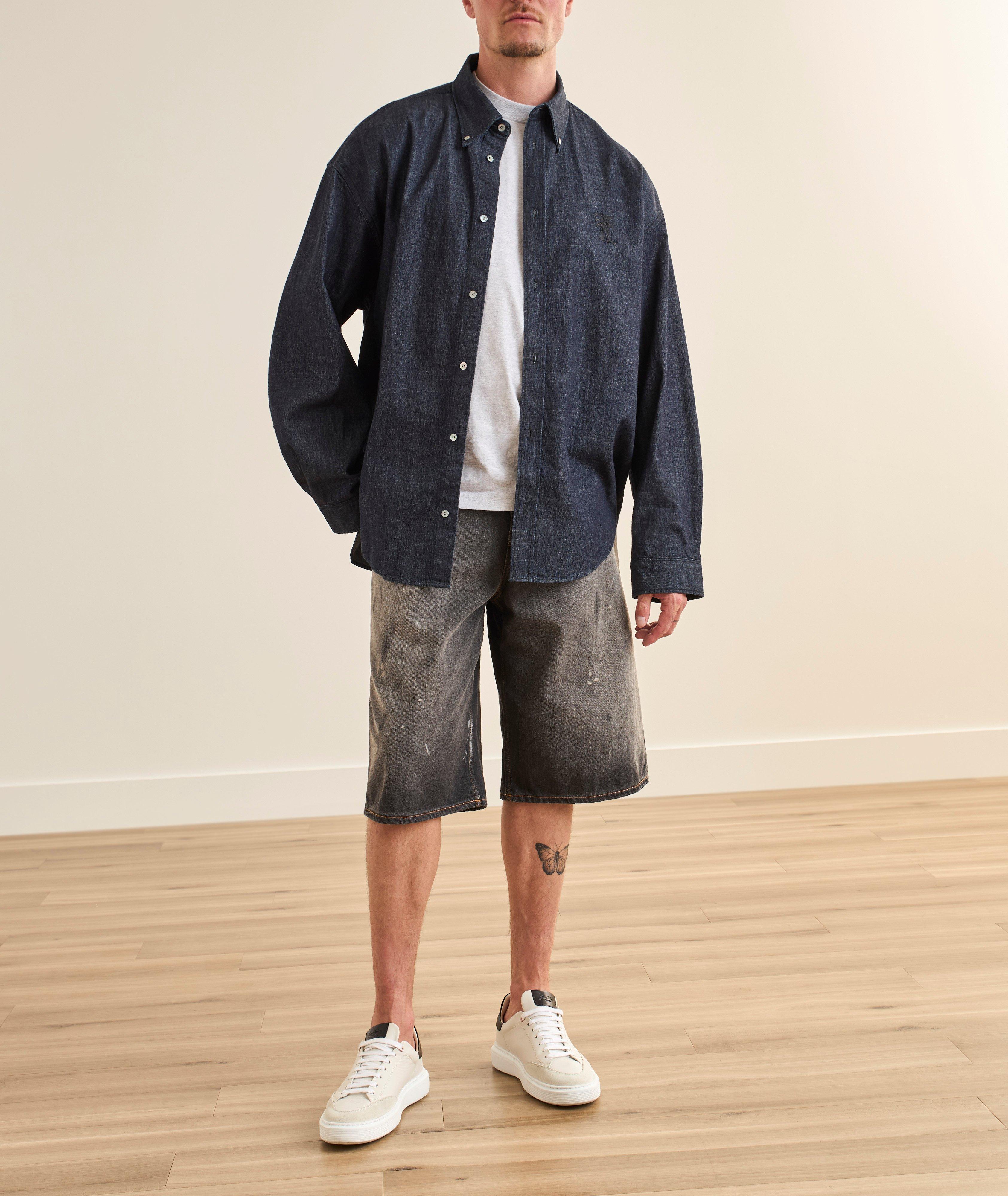 Oversized Garment-Dyed Denim Shirt image 4