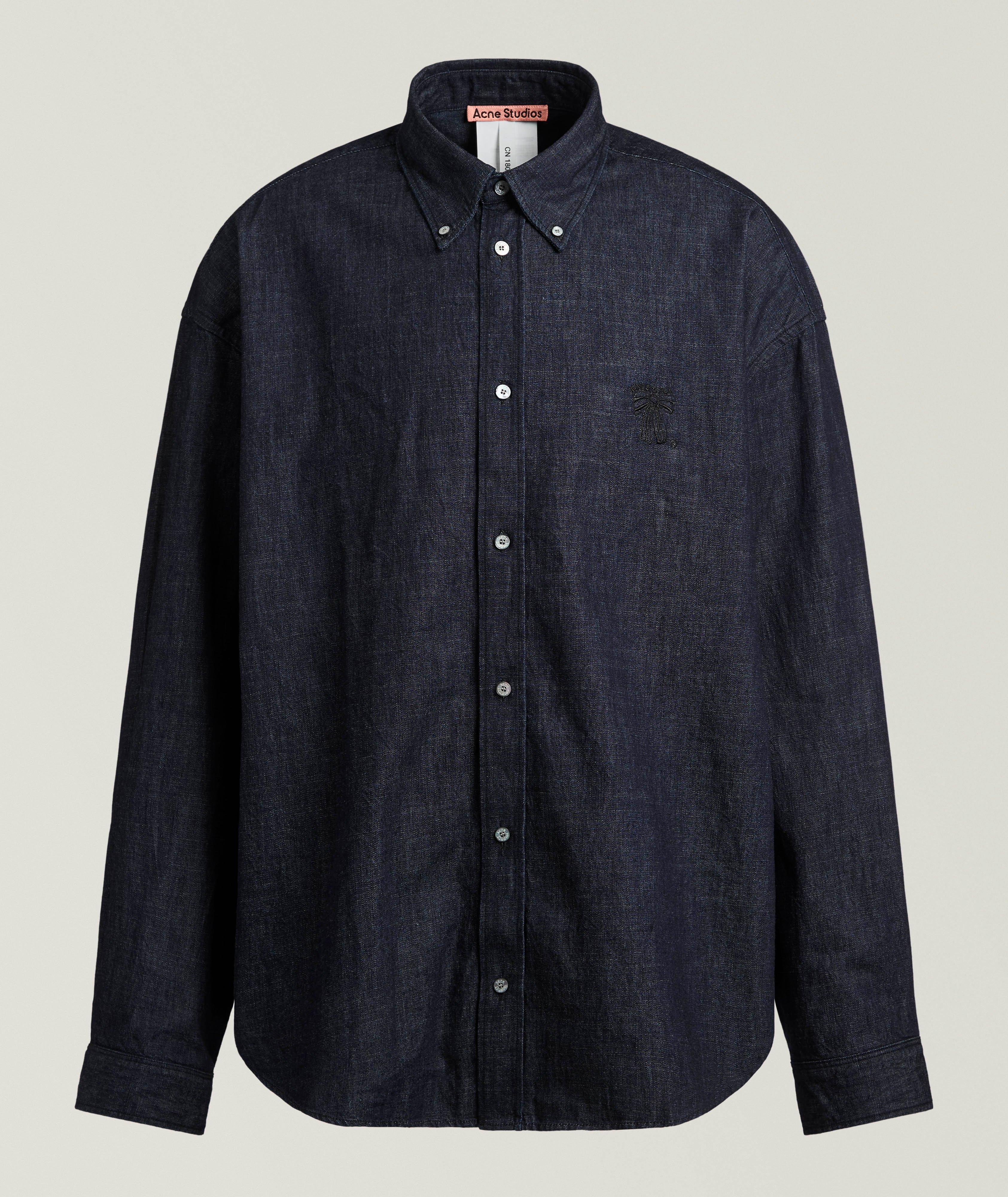 Acne Studios Oversized Garment-Dyed Denim Shirt