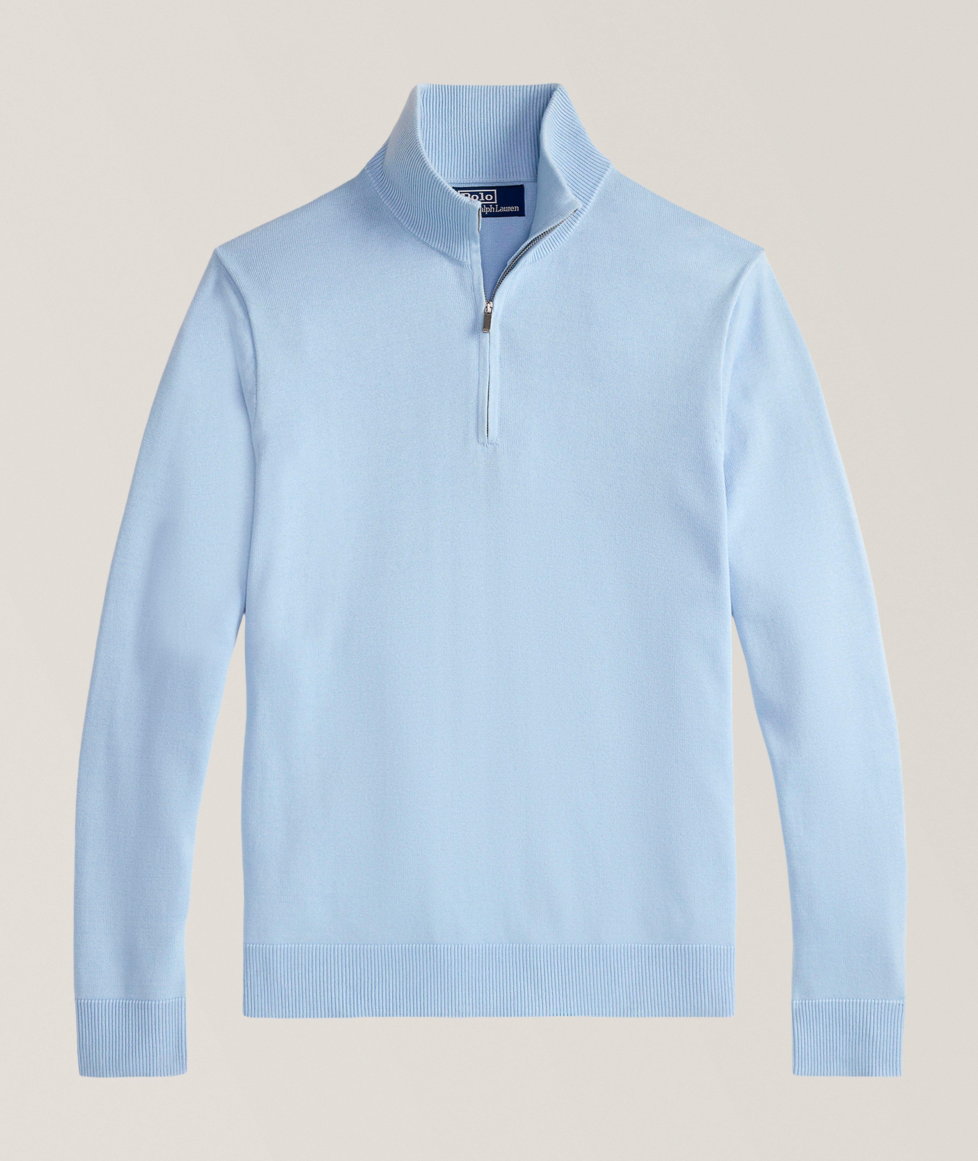 Pull coton col montant quart-zippé image 0