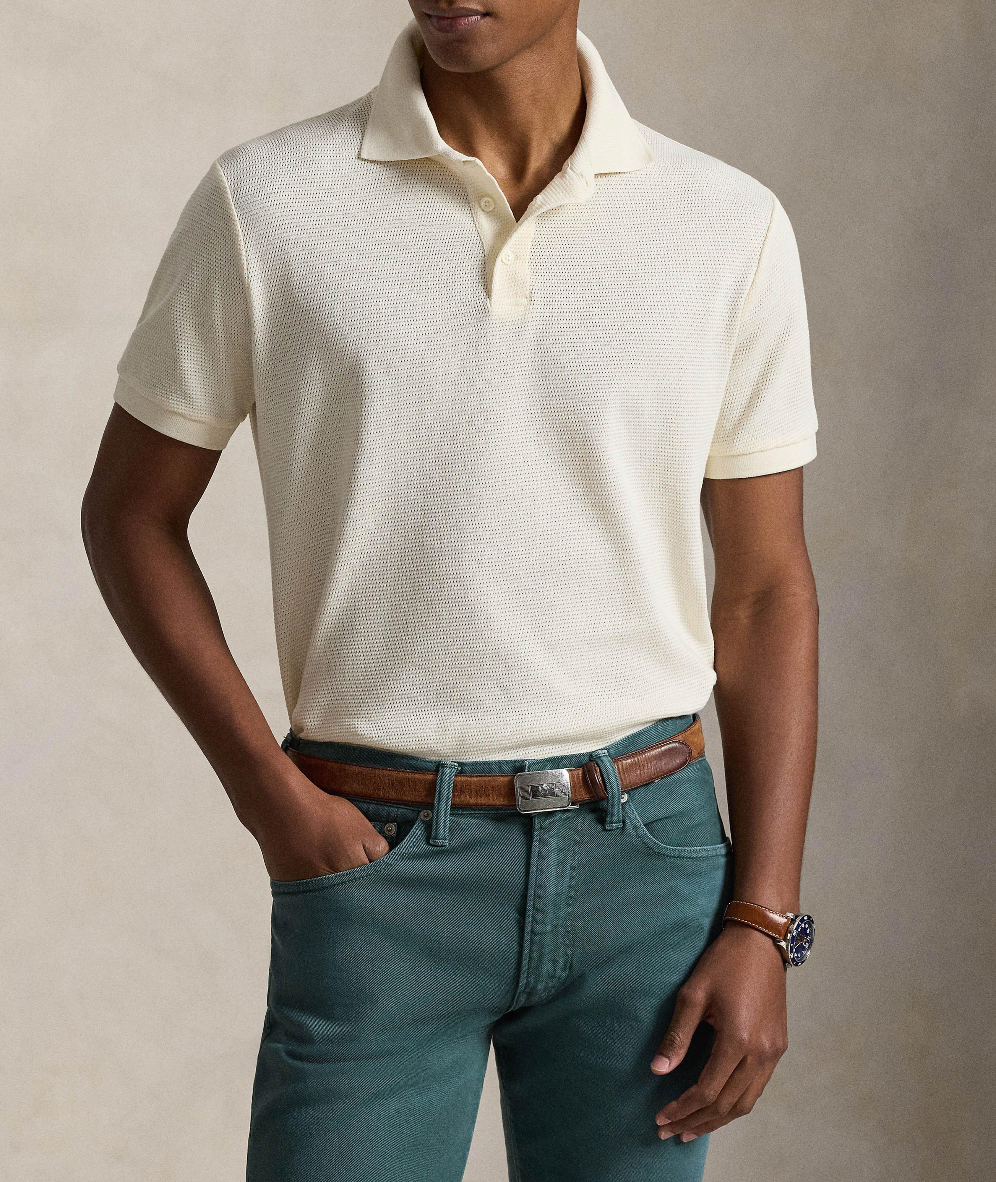 Polo maille pointelle coton mélangé image 1