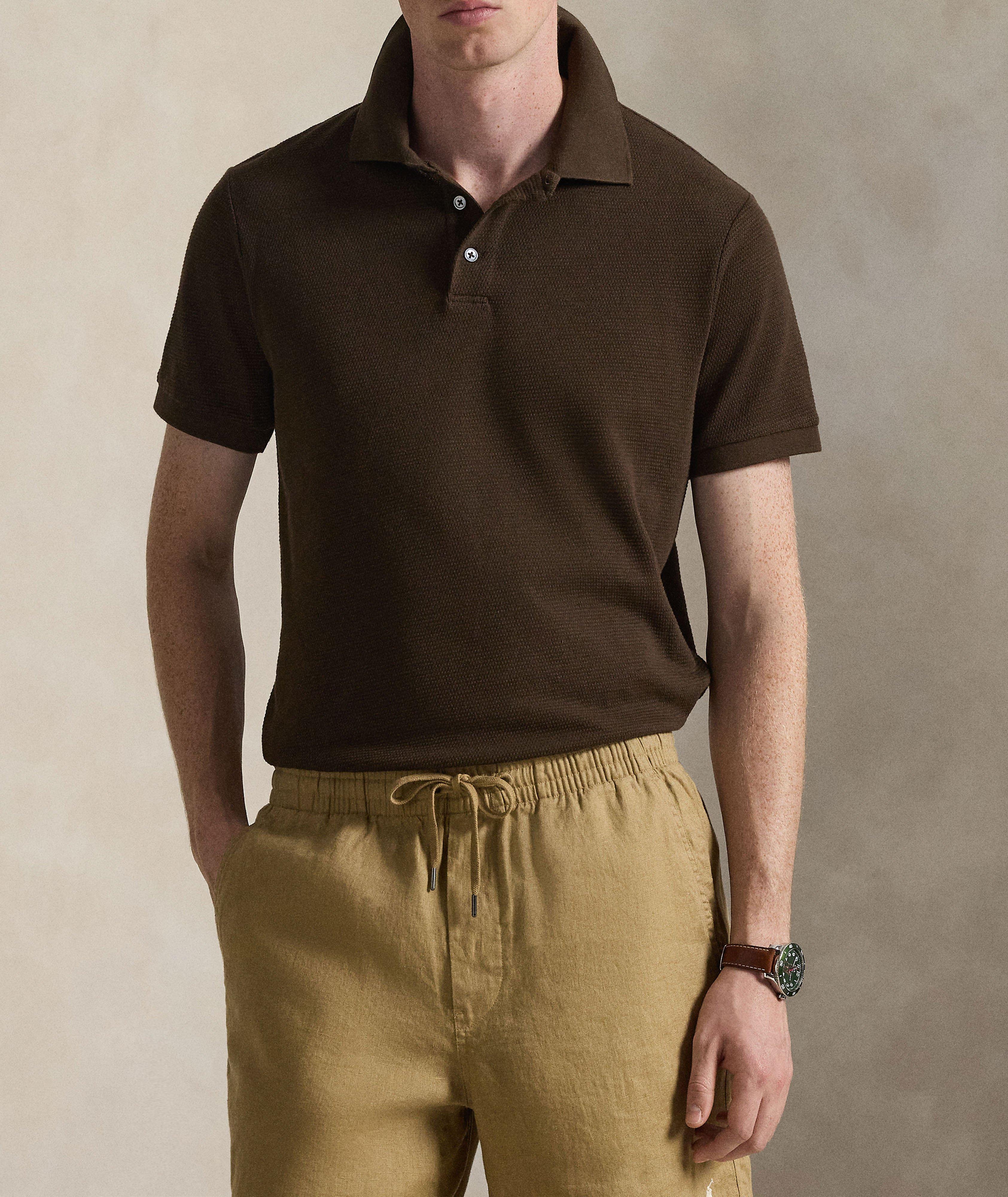 Polo maille pointelle coton mélangé image 1