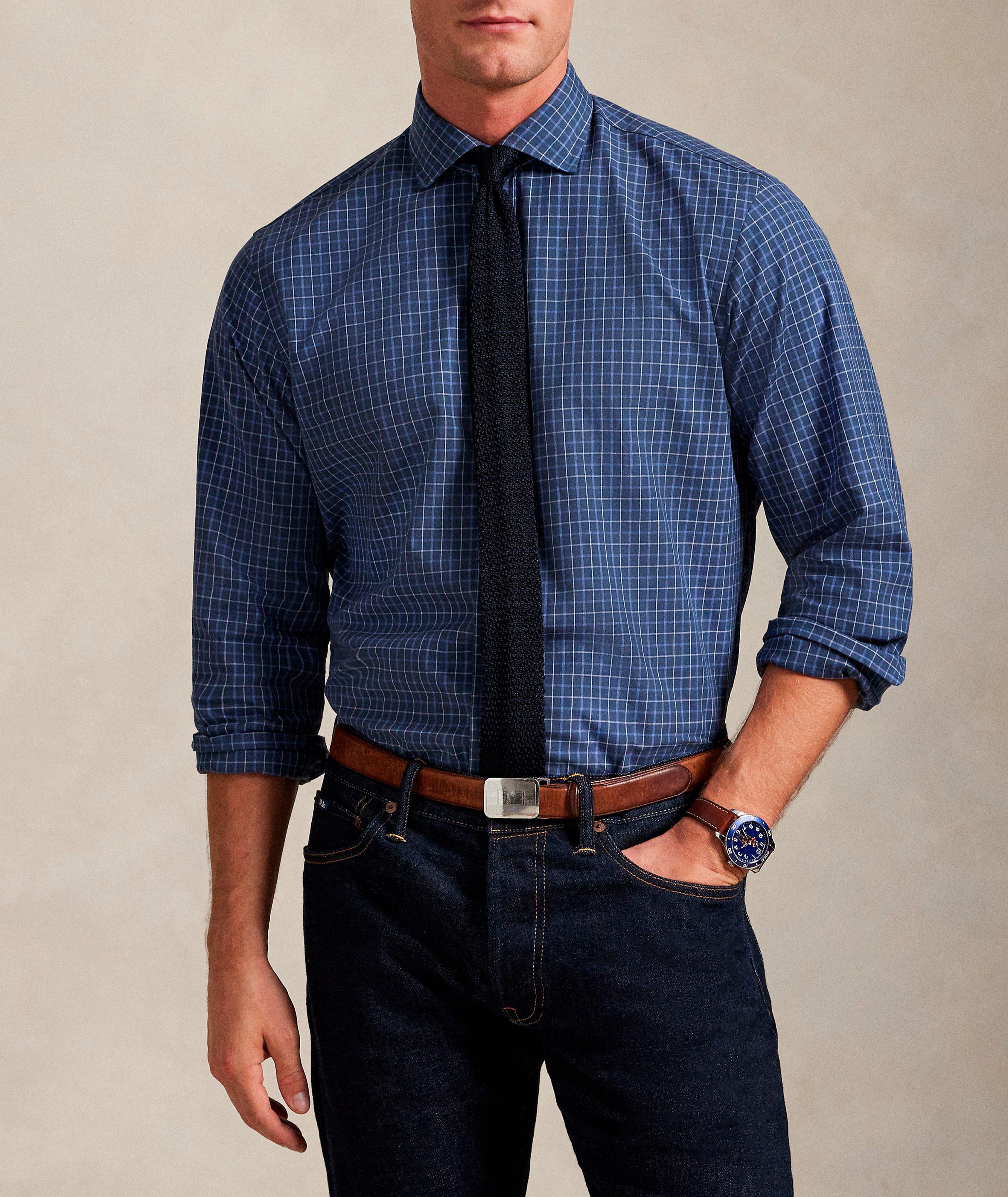 Chemise popeline tattersall à carreaux coupe classique image 1