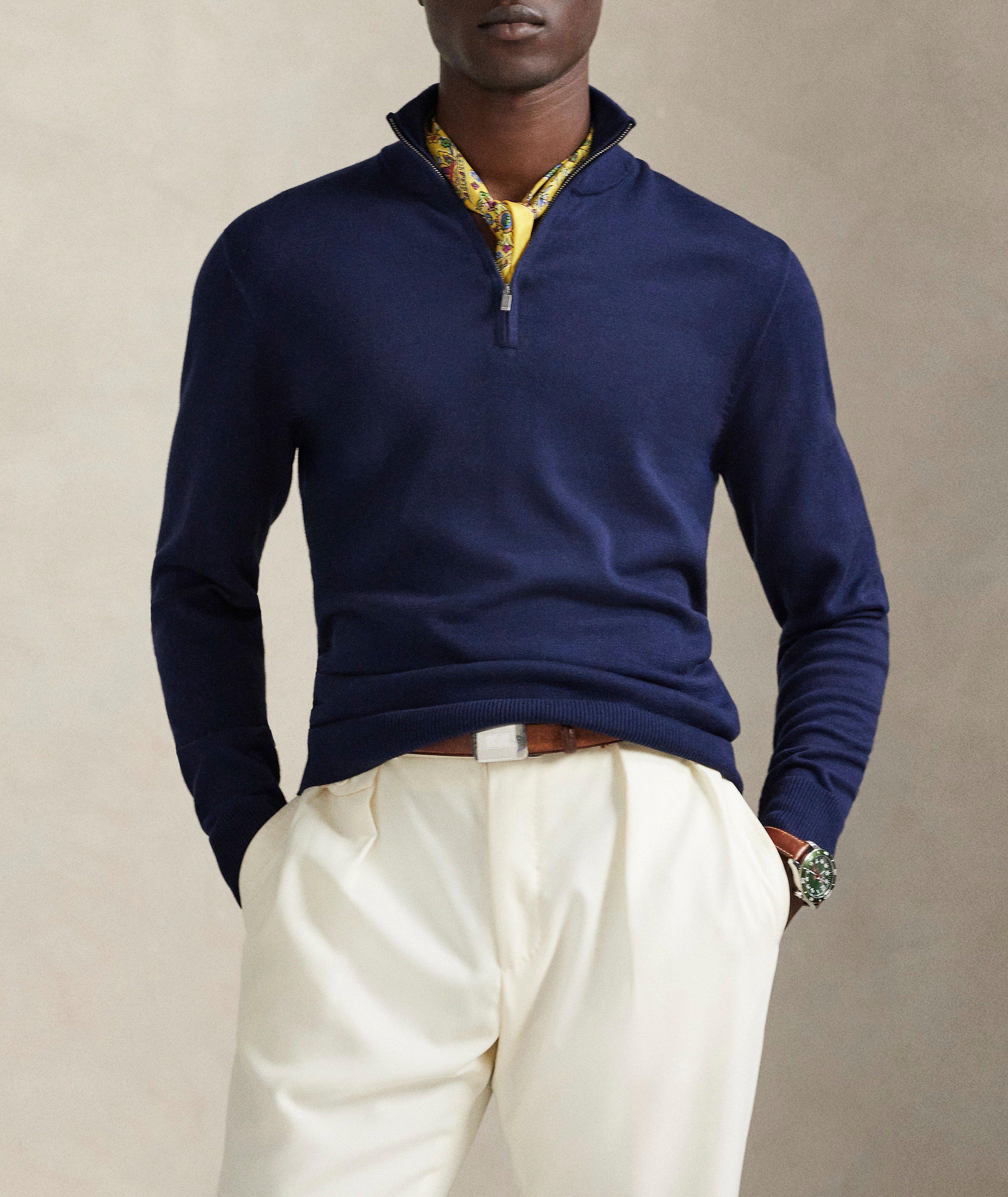 Pull coton col montant quart-zippé image 1