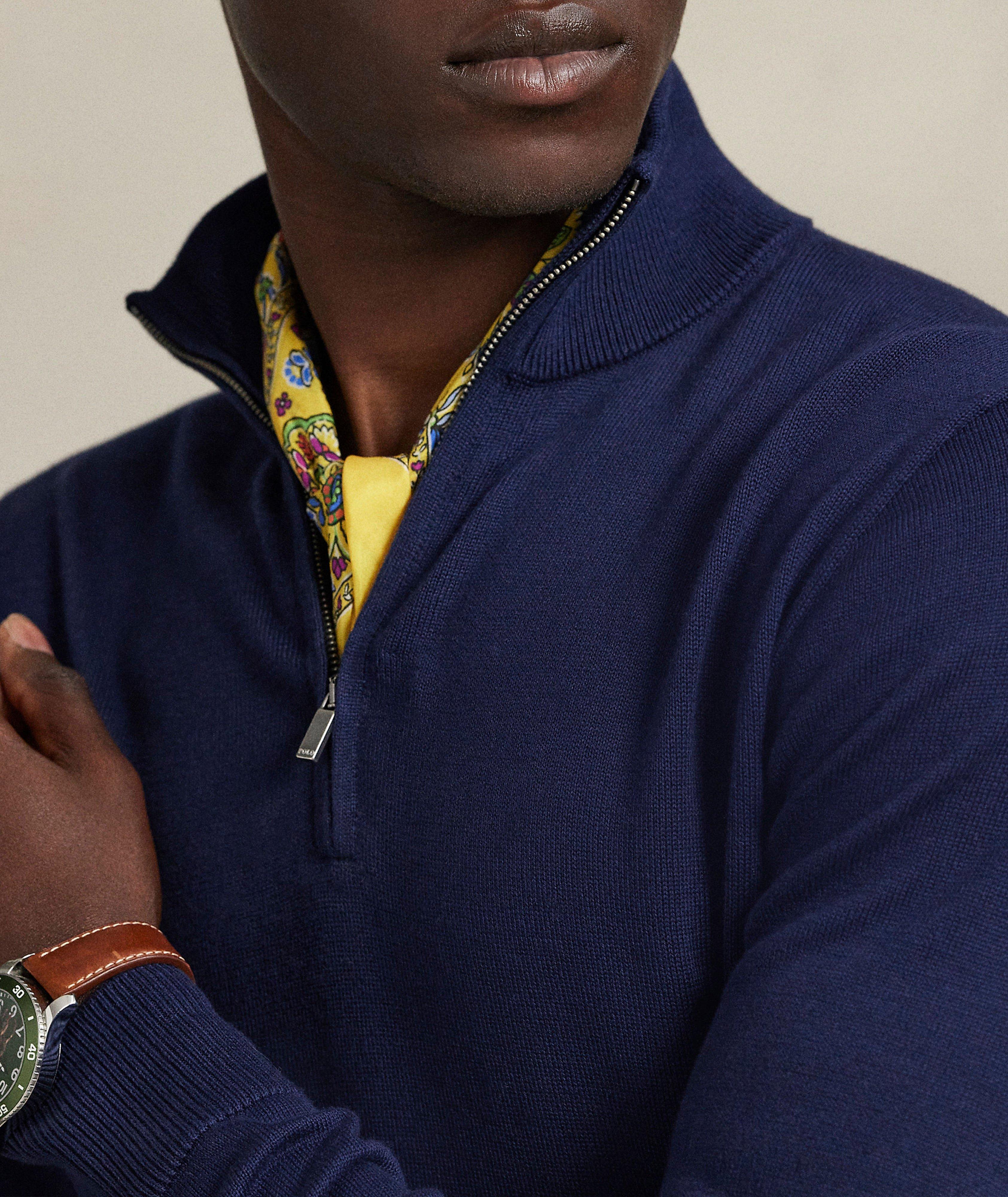 Pull coton col montant quart-zippé image 3