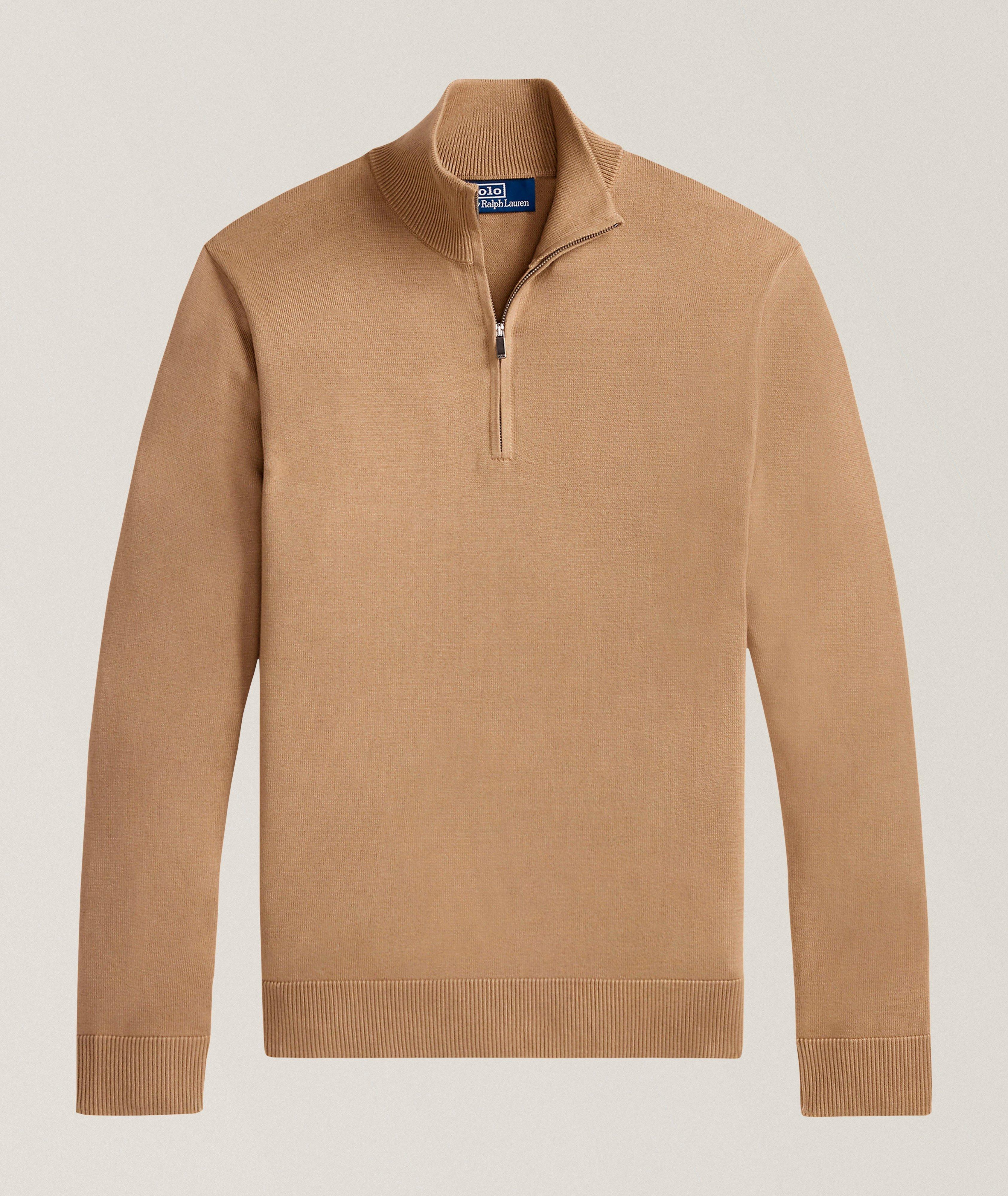 Pull coton col montant quart-zippé image 0