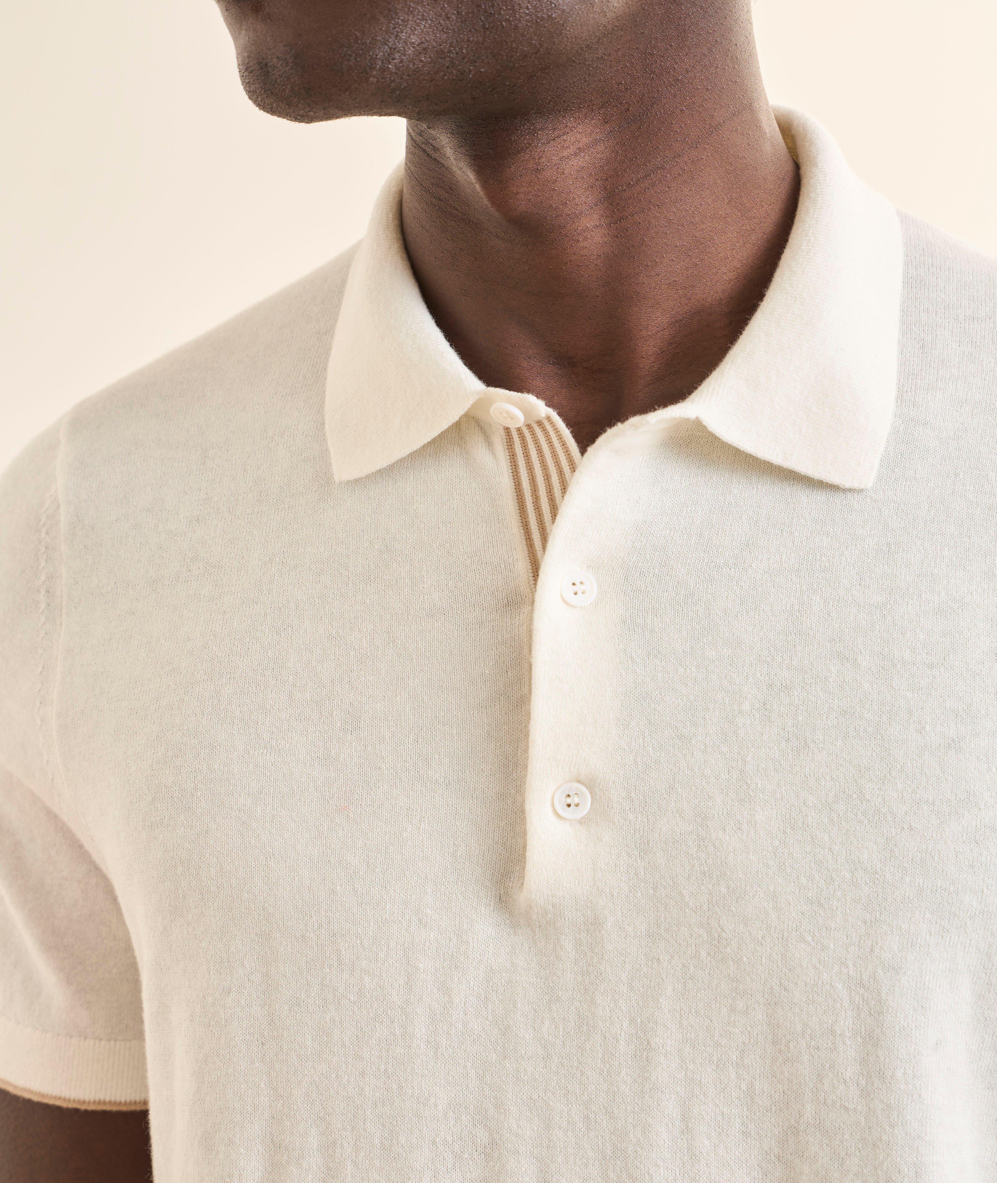 Windsor Striped-Placket Cotton-Blend Knit Polo | Polos | Harry Rosen