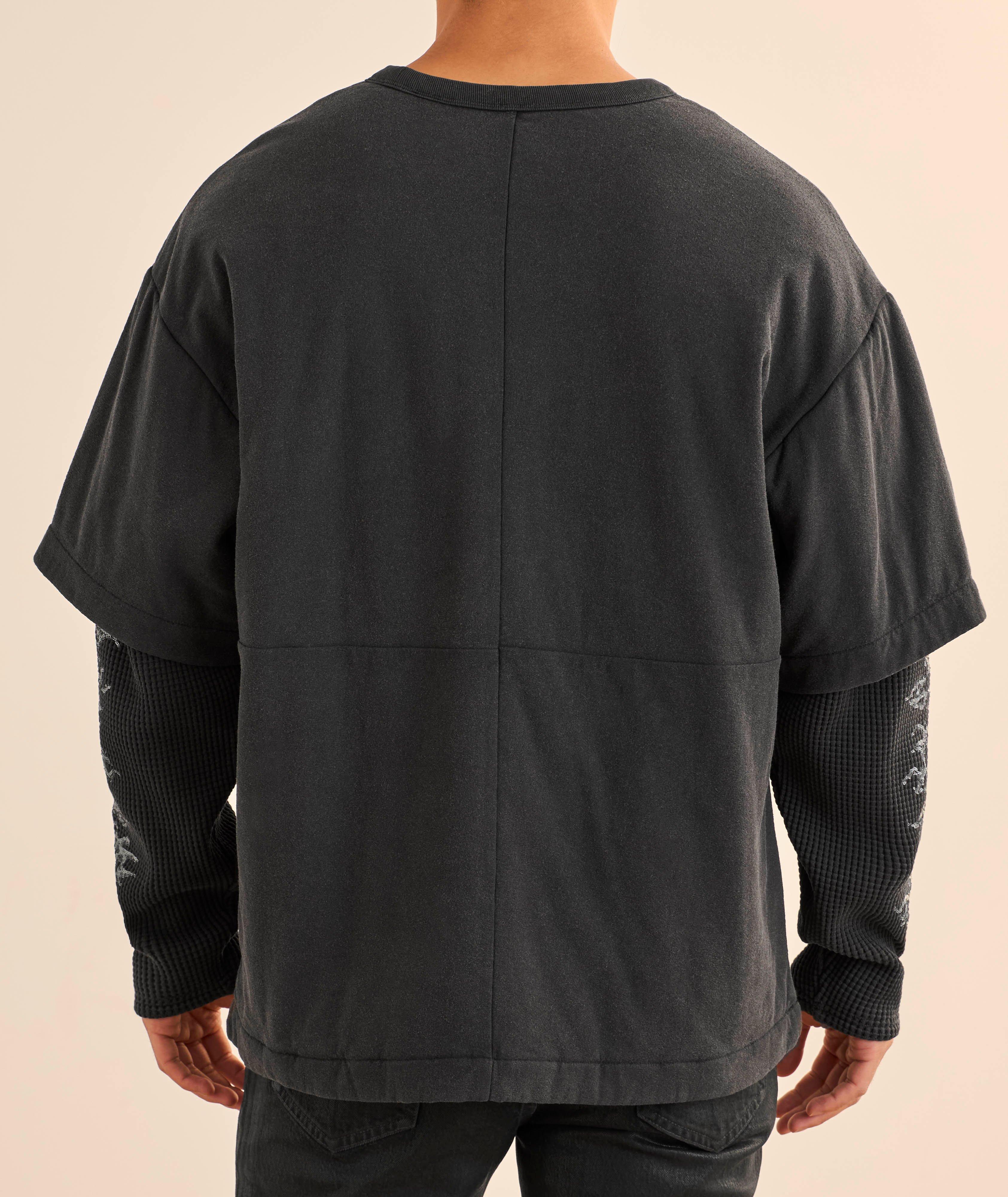 T-shirt paillettes flammes superposées maille gaufrée  image 2