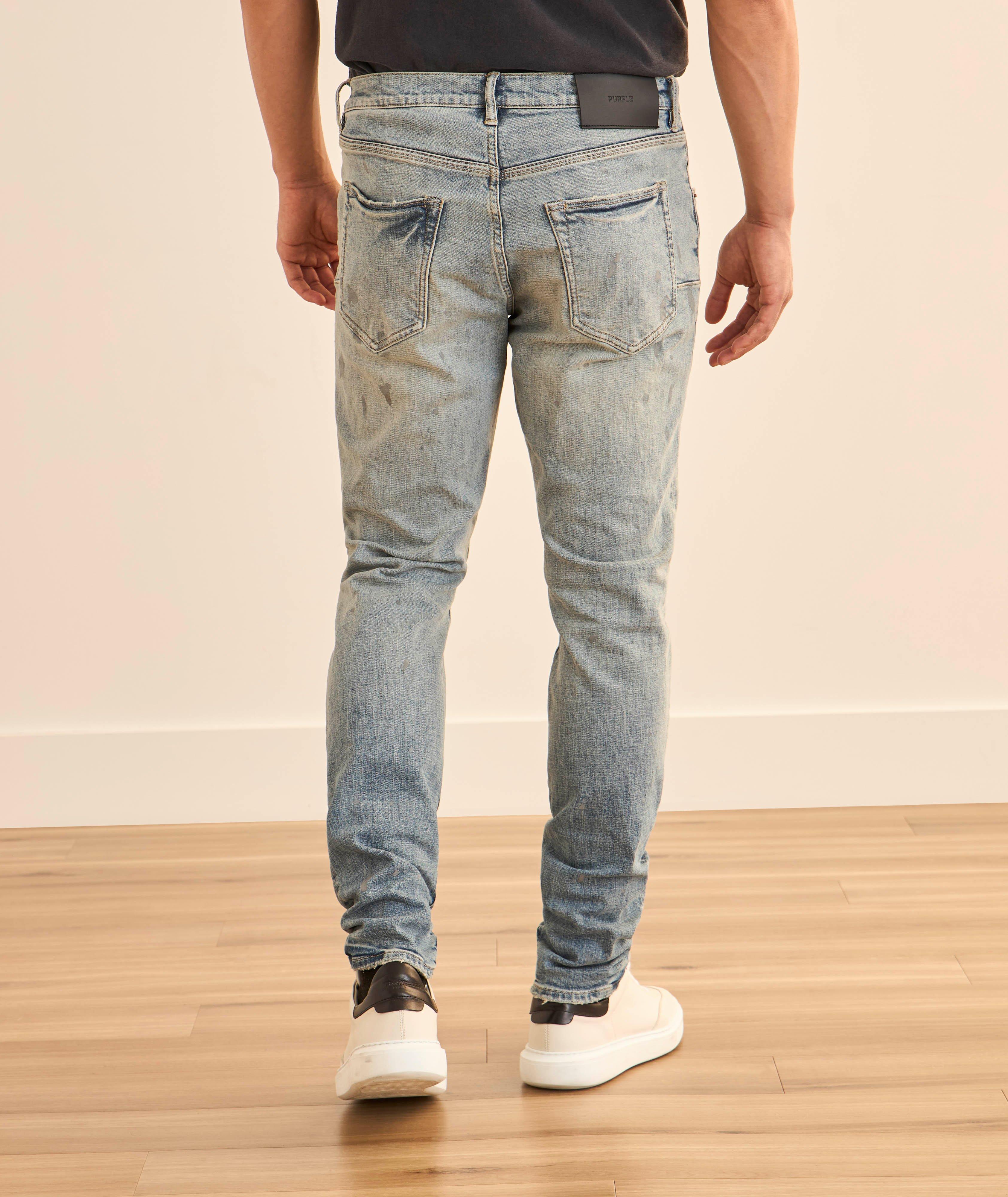 P001 Worn Slashed Paint Skinny Jeans image 2