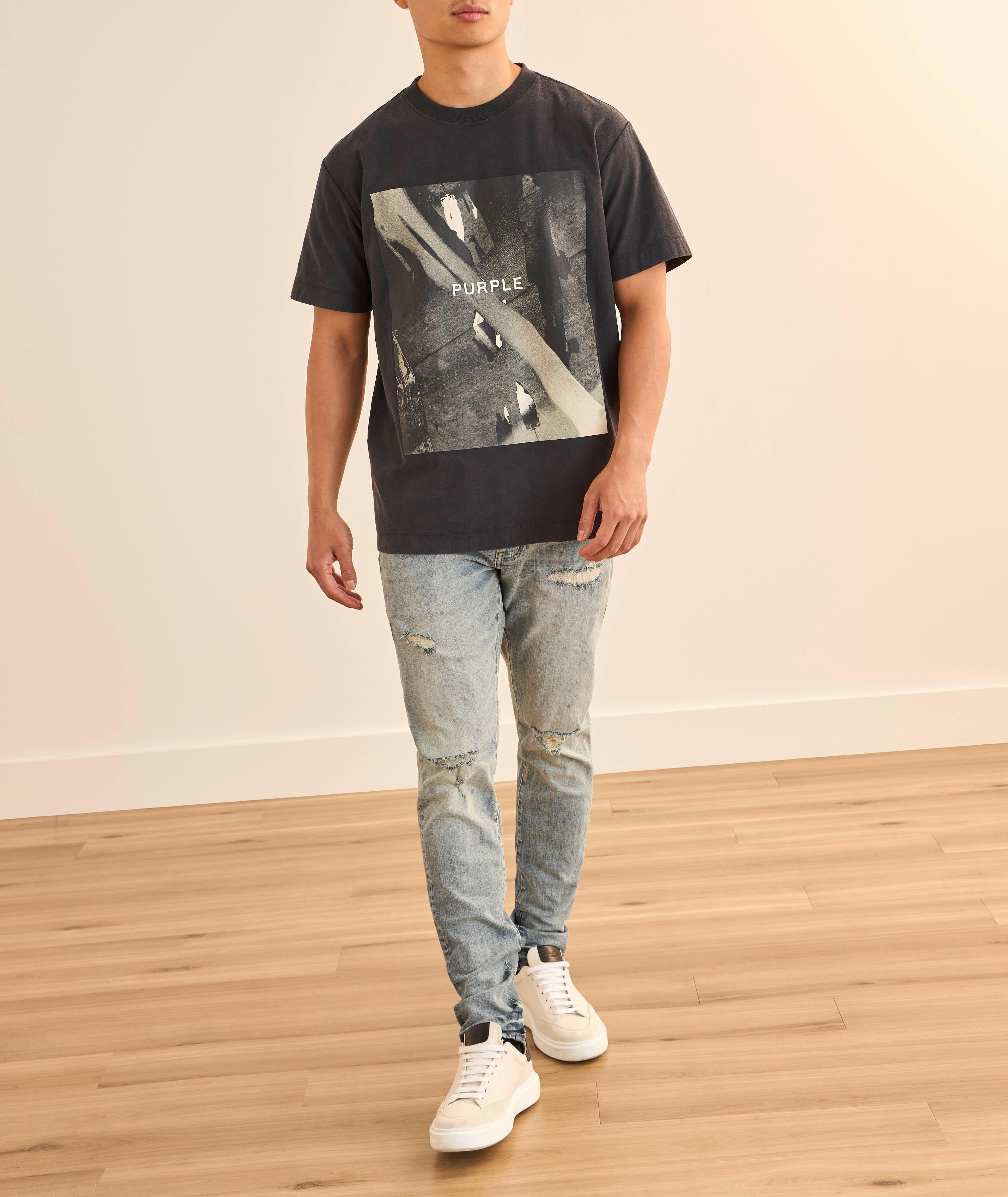 P001 Worn Slashed Paint Skinny Jeans image 4