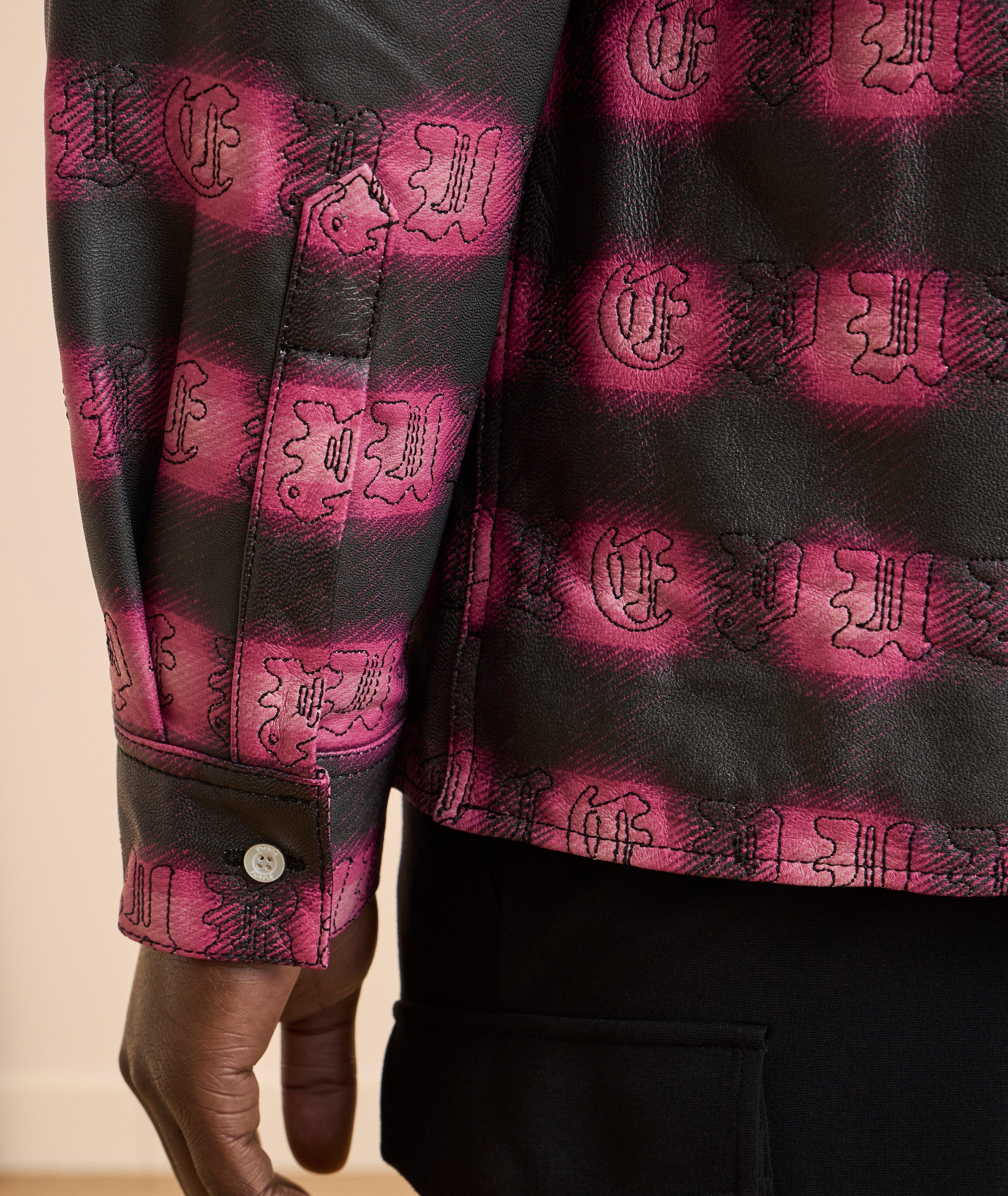 Gothic Shadow Plaid Leather Jacket image 4