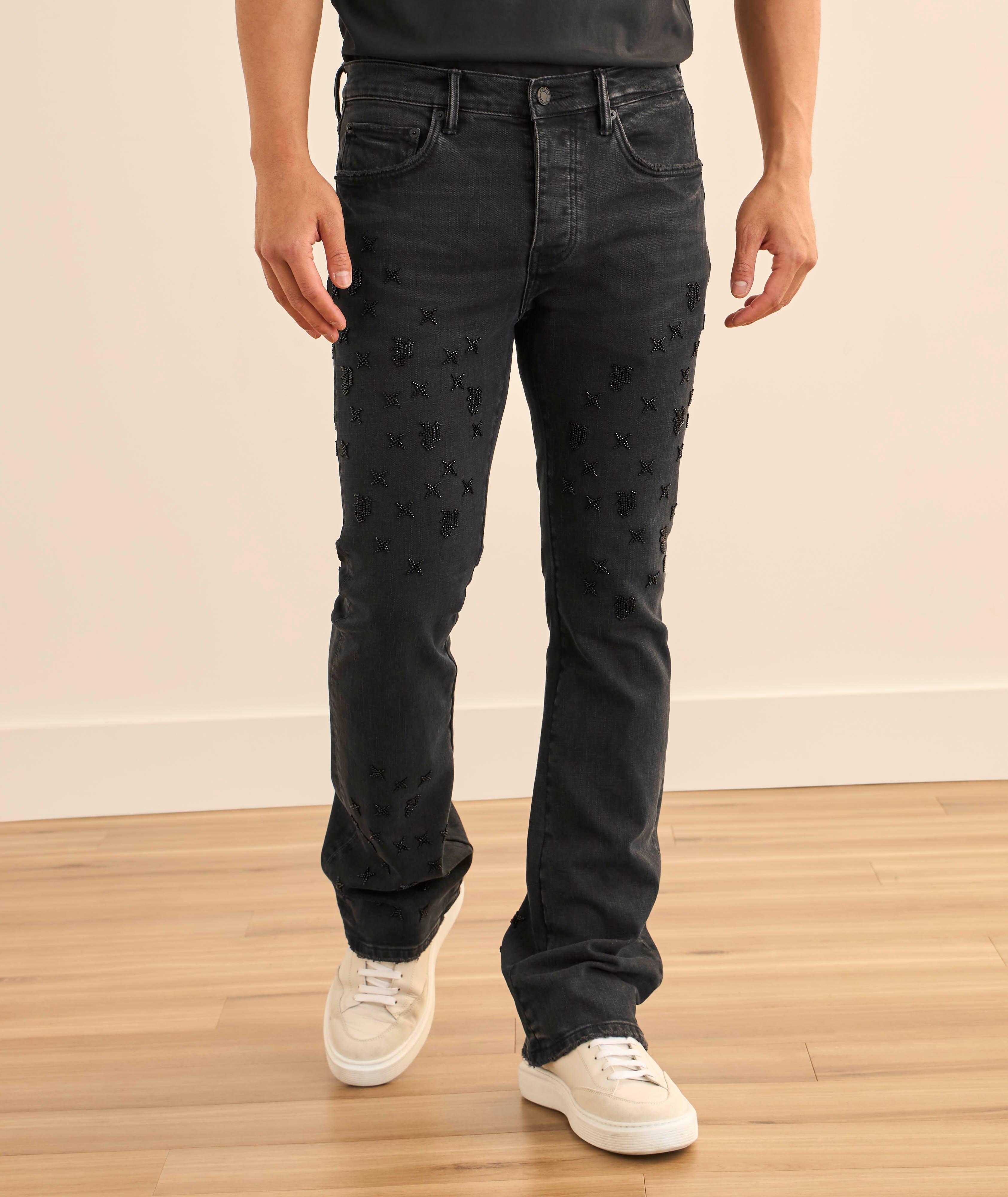 P004 Beaded Monogram Flare Jeans image 1
