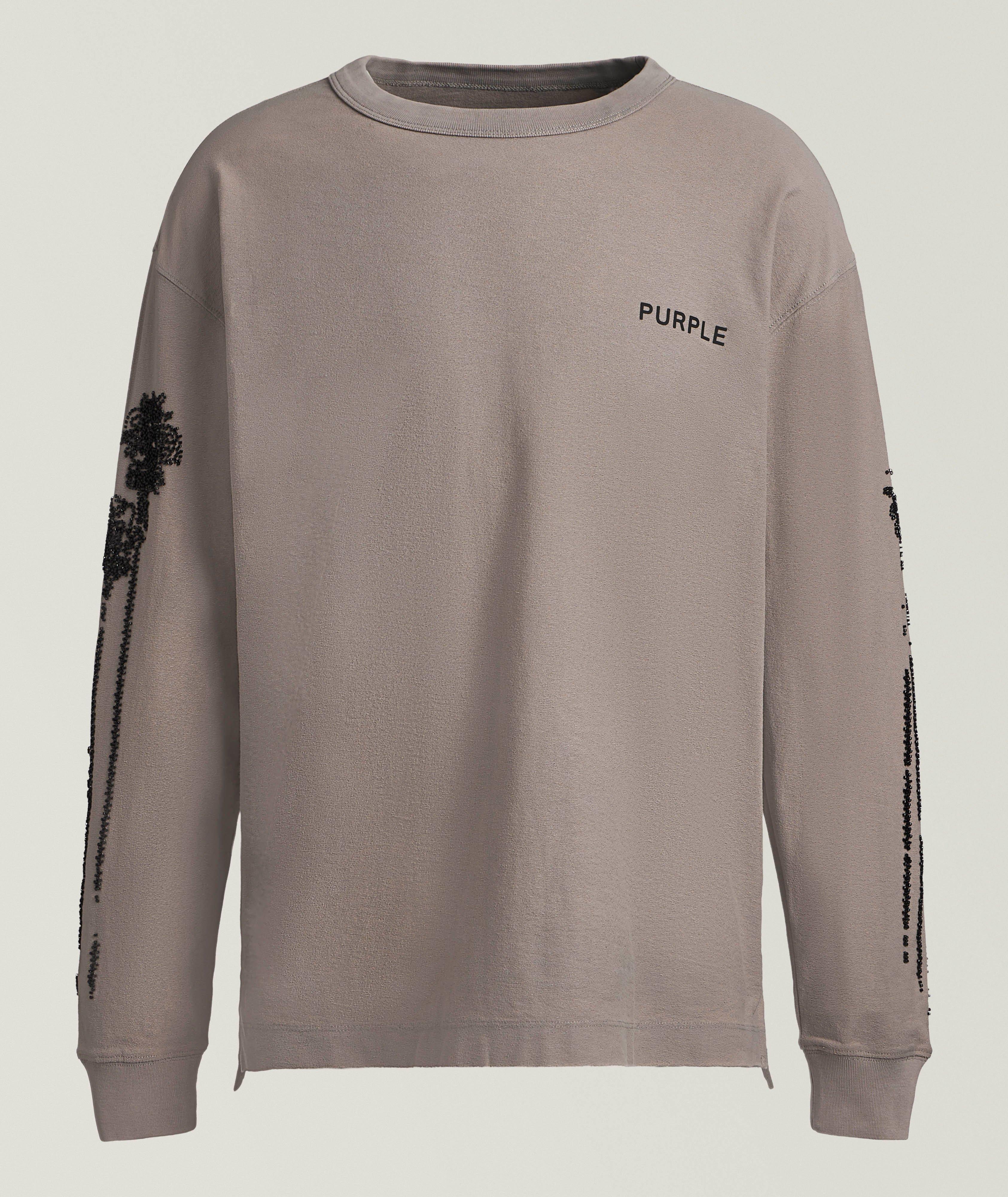 Purple Brand Embellished Palm Tree Cotton Crewneck