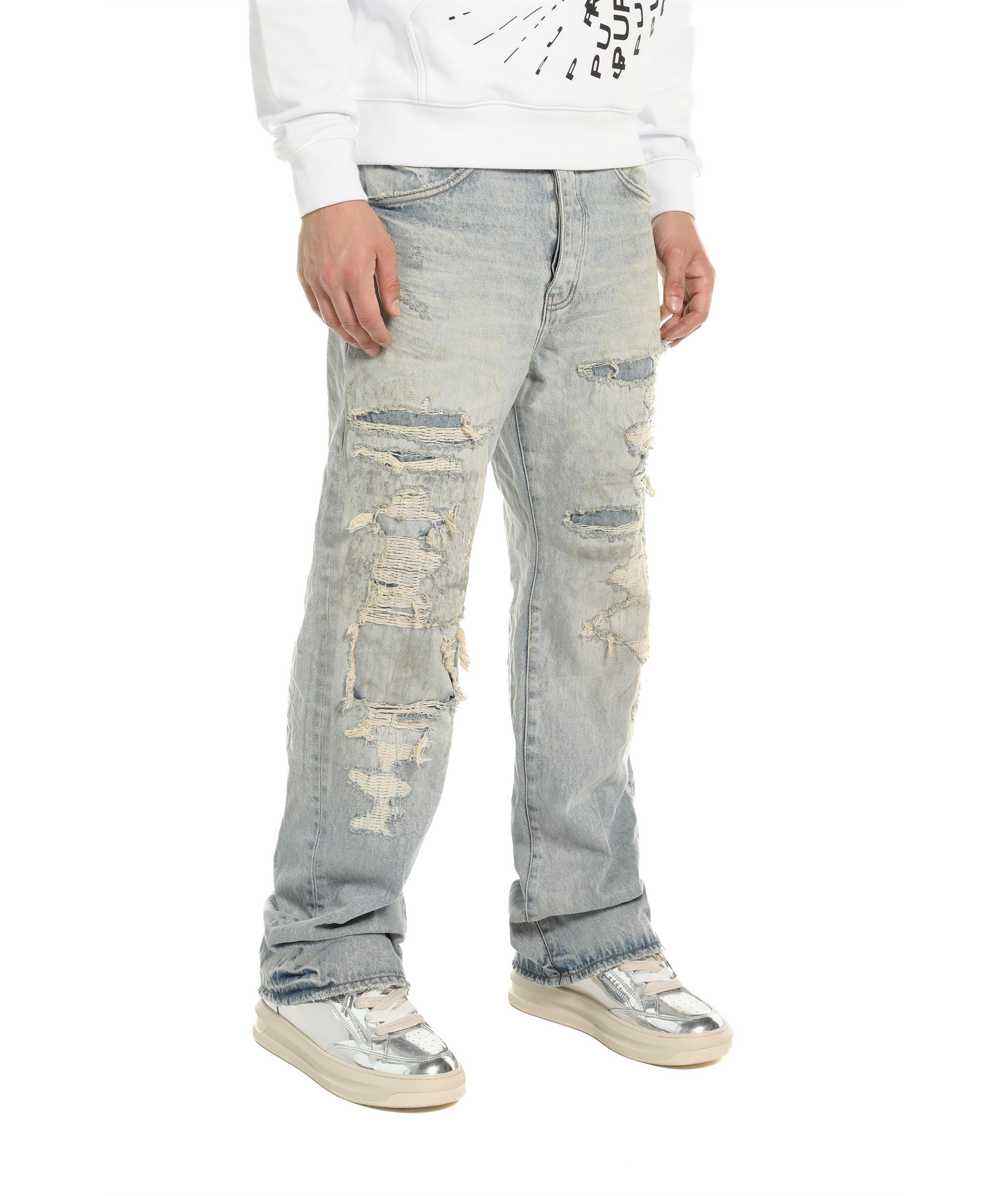 P018 Destroy Repair Wide-Leg Jeans image 3