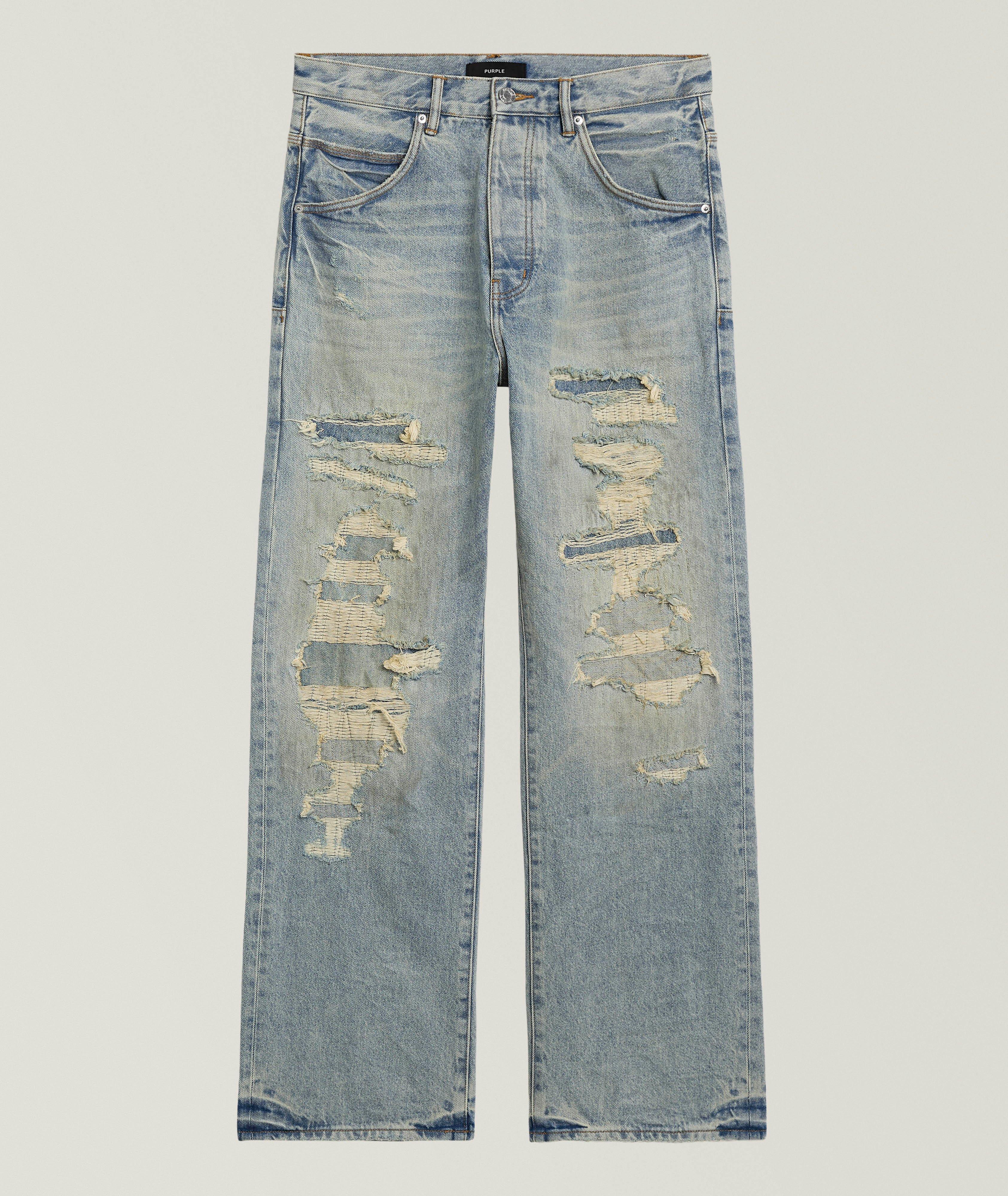 Purple Brand P018 Destroy Repair Wide-Leg Jeans