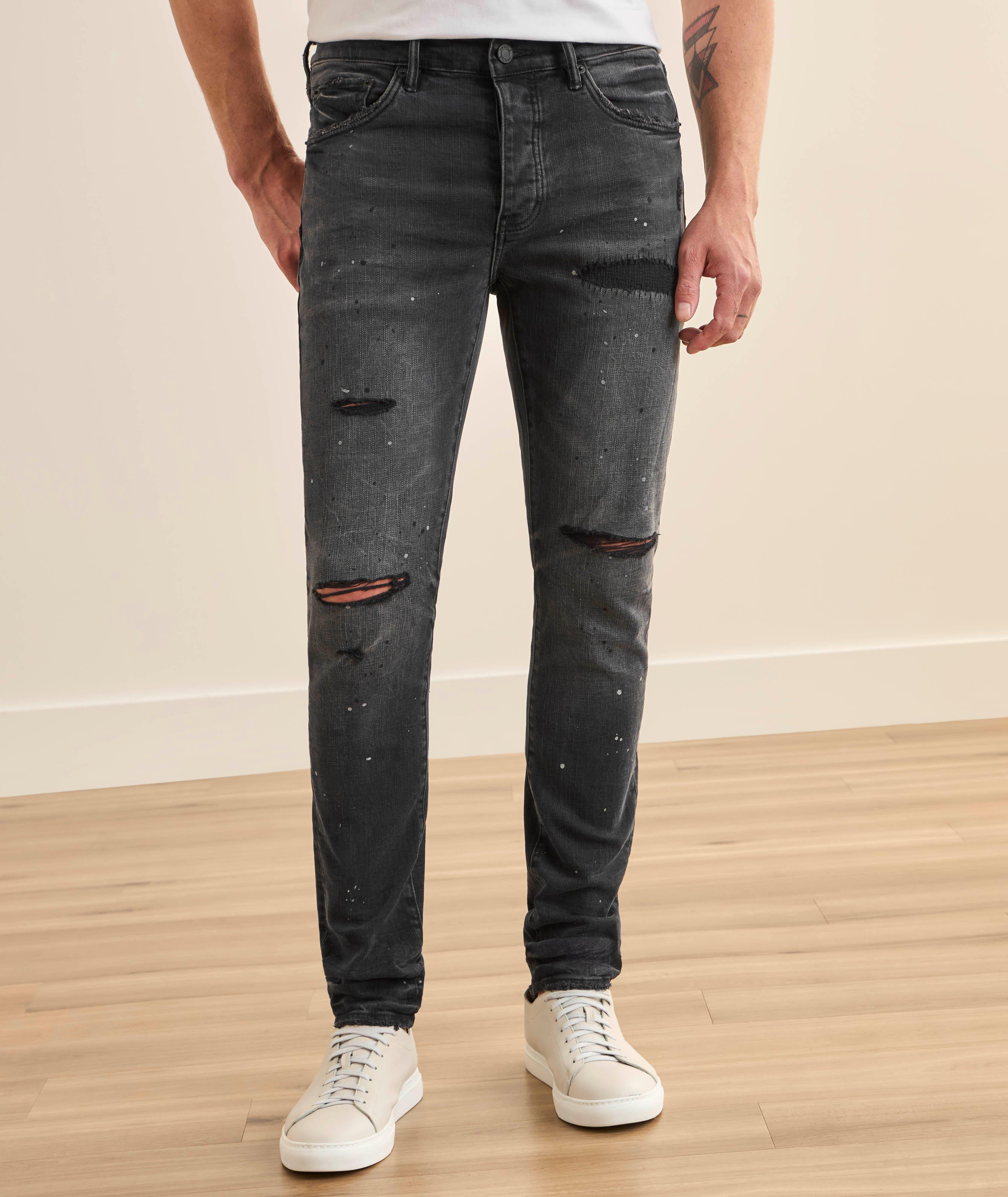 P001 Reflective Paint Skinny Jeans image 1