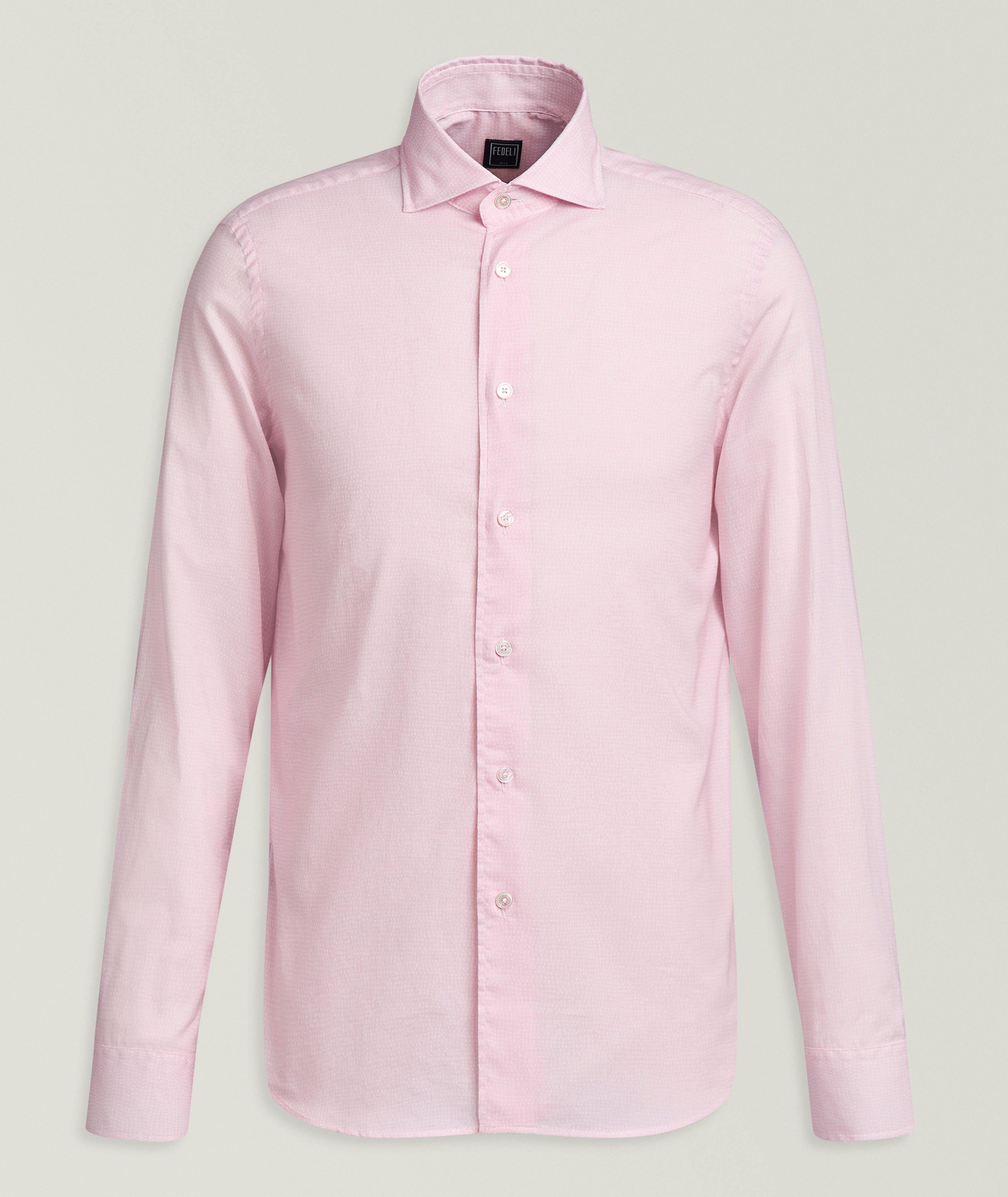 Fedeli Sean Micro-Print Stretch-Cotton Shirt 
