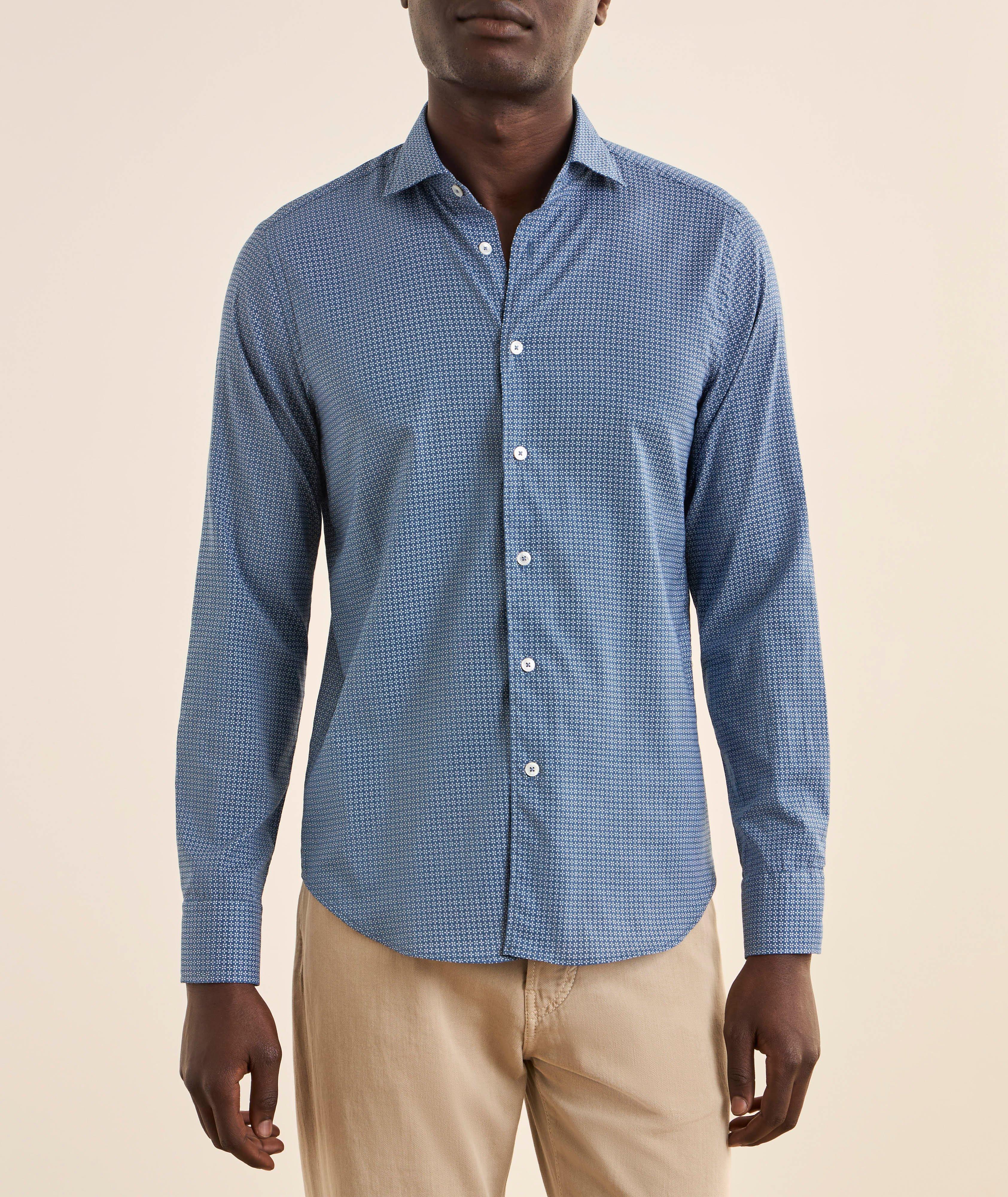 Sean Micro-Print Stretch-Cotton Shirt  image 1