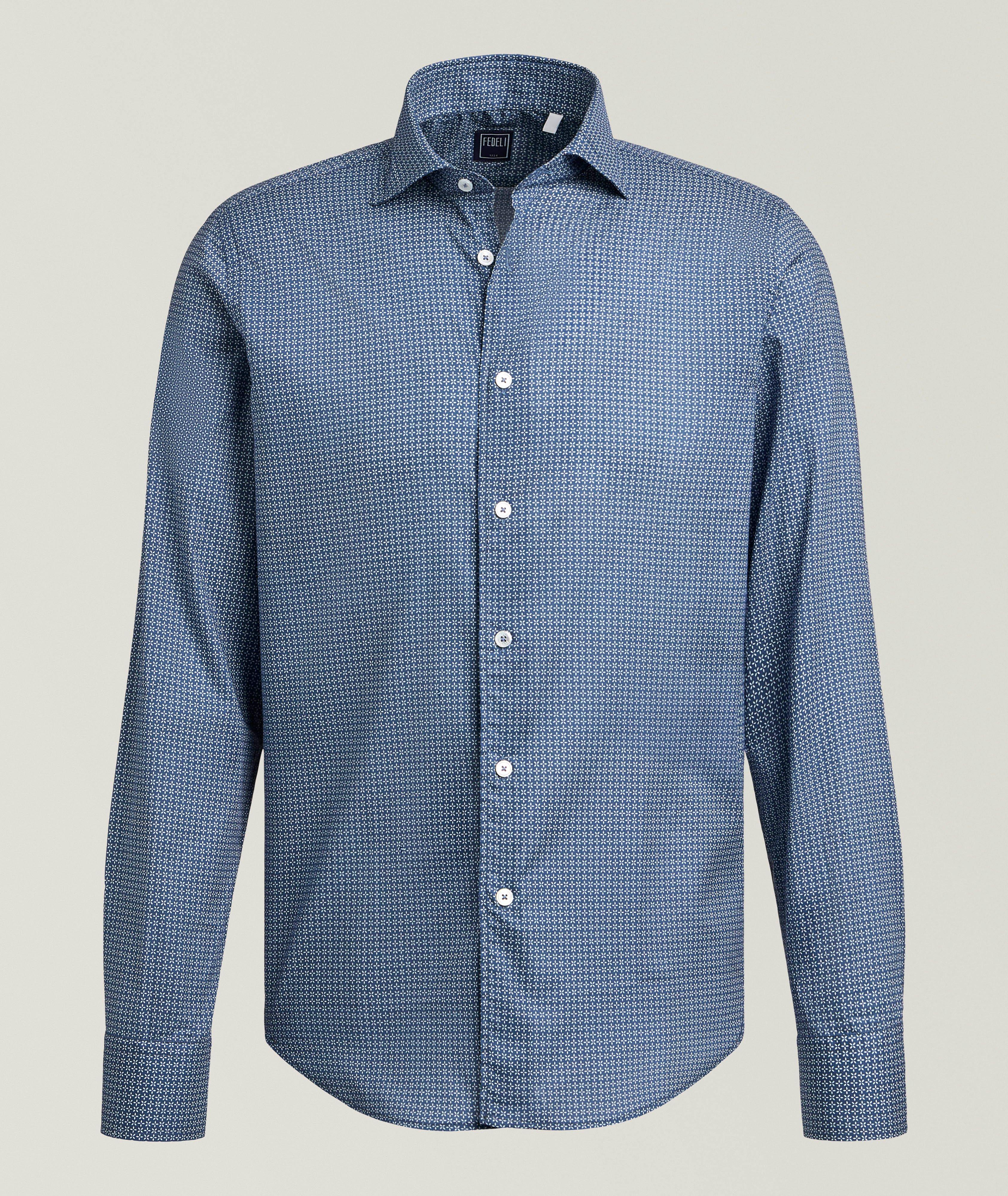 Sean Micro-Print Stretch-Cotton Shirt  image 0